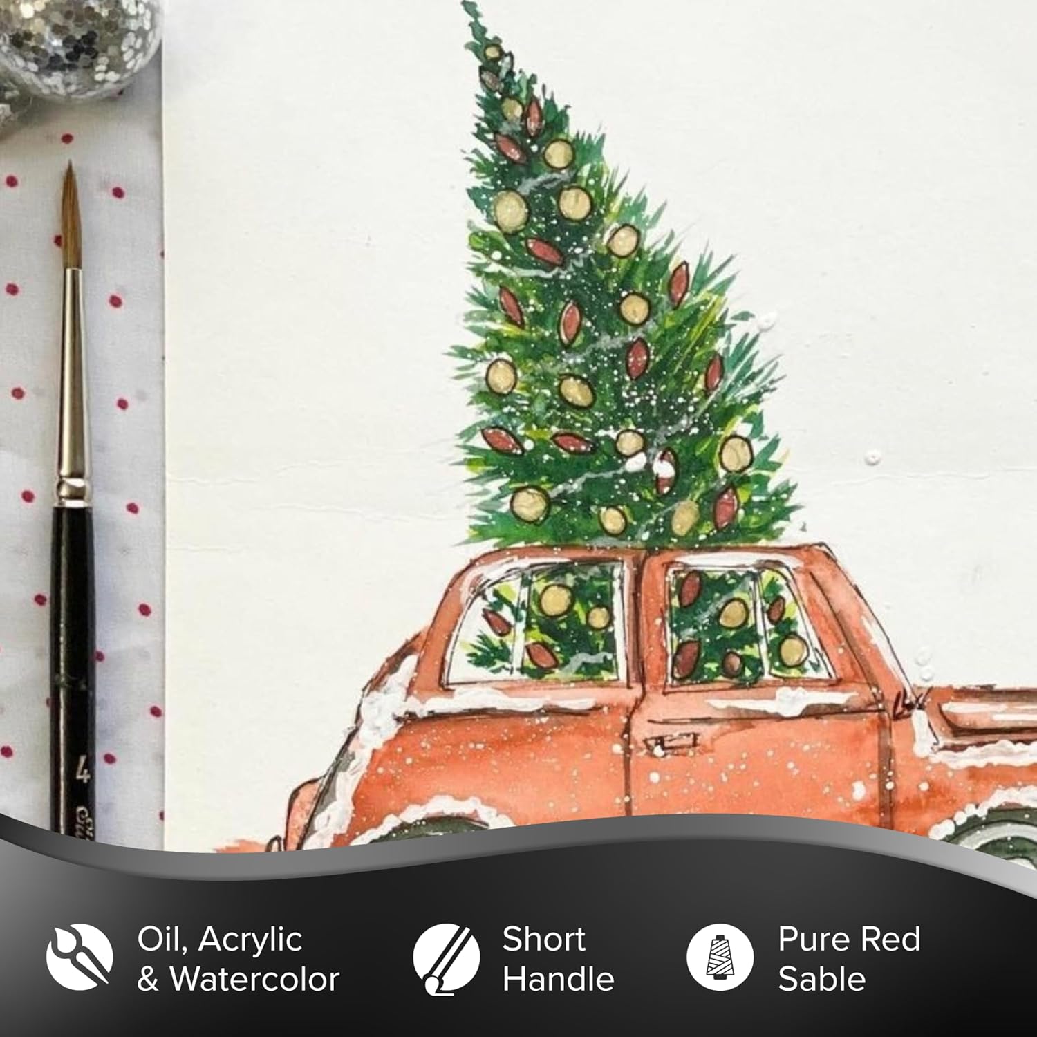 Silver Brush Limited 7500S8 Pure Kolinsky Round Brush for Watercolor and Oil, Size 8, Short Handle