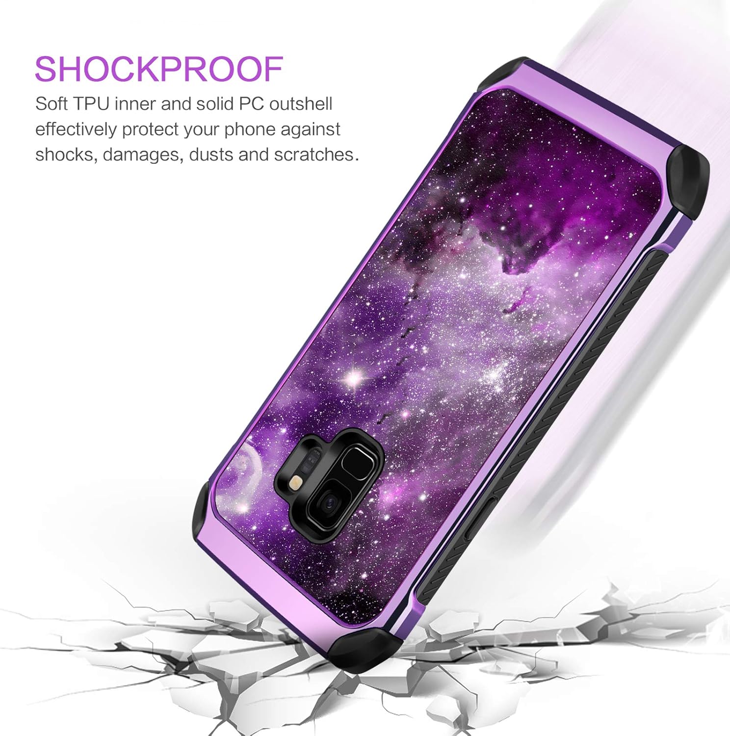 BENTOBEN Galaxy S9 Case, Phone Case Samsung S9, Slim Fit Glow in The Dark Shockproof Protective Dual Layer Hybrid Hard PC Soft TPU Bumper Drop Protection Non-Slip Girl Women Covers,Nebula/Space Design