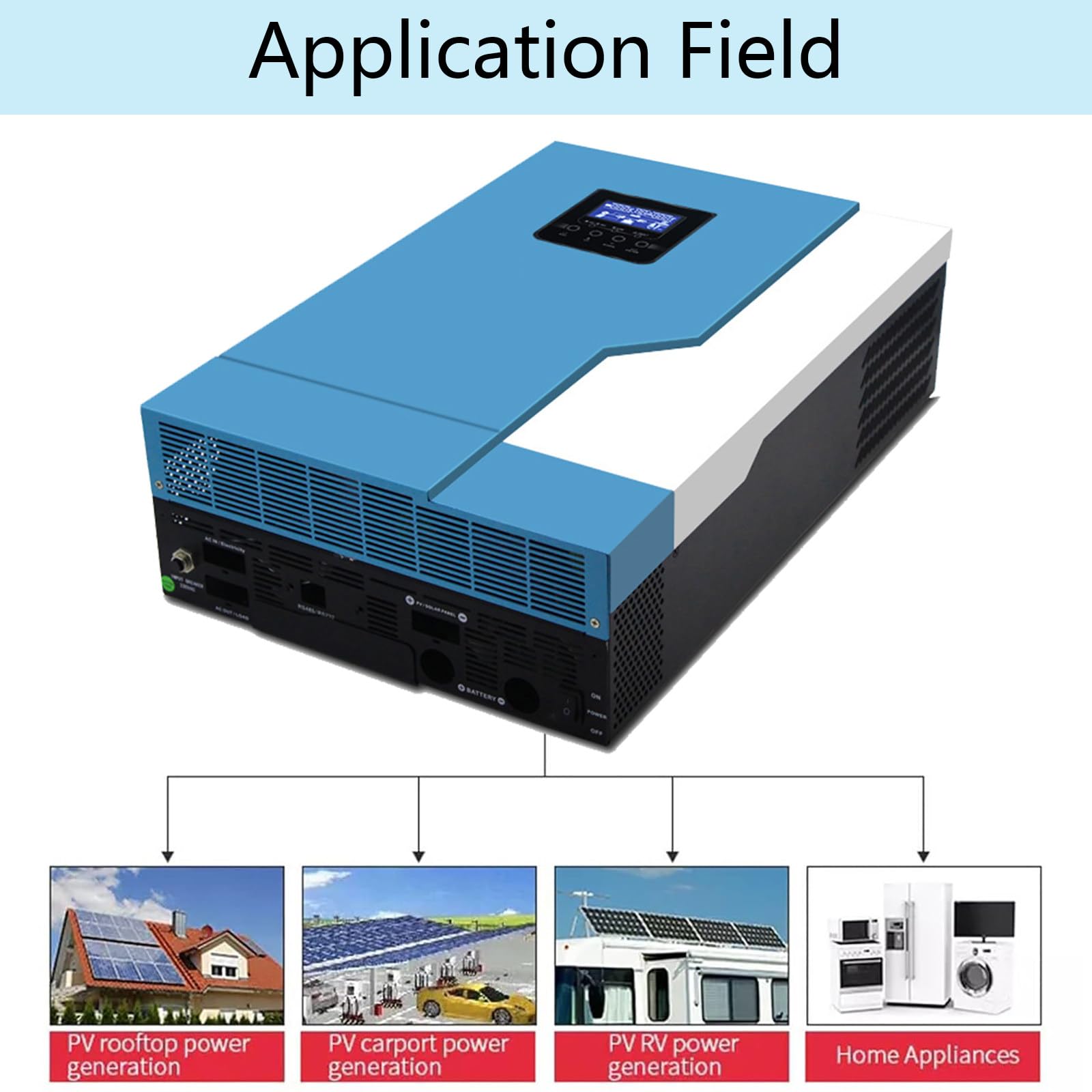 Inverter Ibrido a Onda Sinusoidale Pura MPPT da 5500 VA/5500 W con Caricabatterie Solare MPPT da 110 A, Convertitore Solare da CC 48 V a 220 V CA, Max PV 6000 W CC 120-500 V