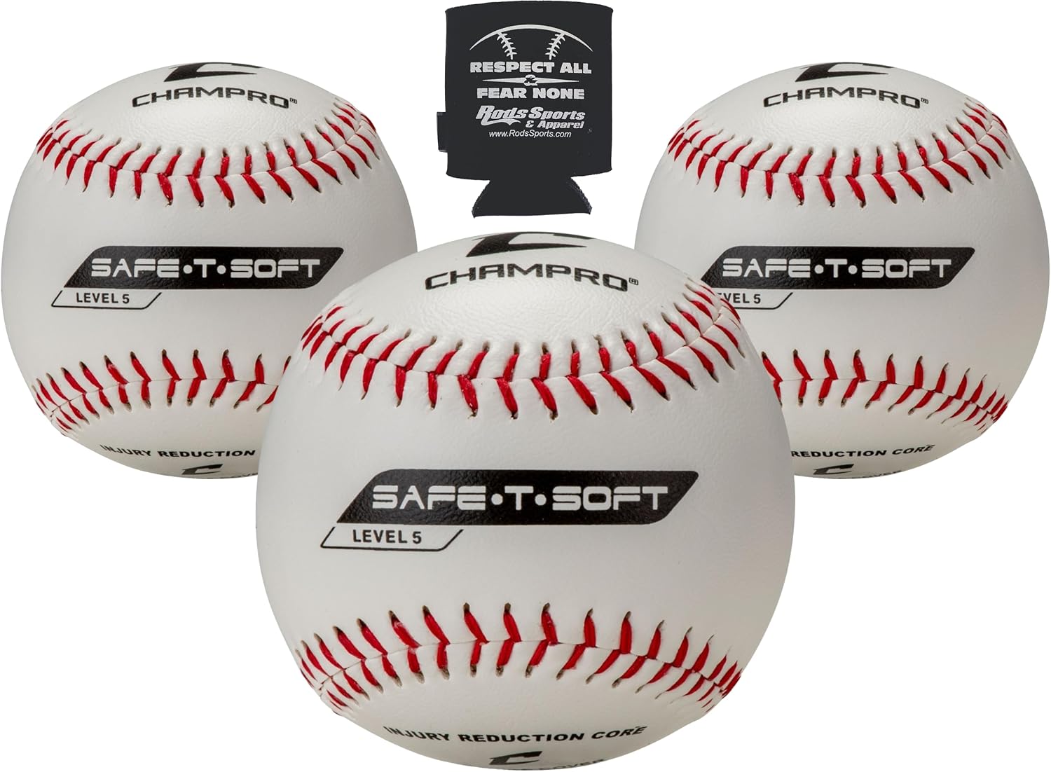 Champro CBB-65 9” Safe-T-Soft Level 5 Baseballs (36 Balls – 3 Dozen) with Rods Can Cooler