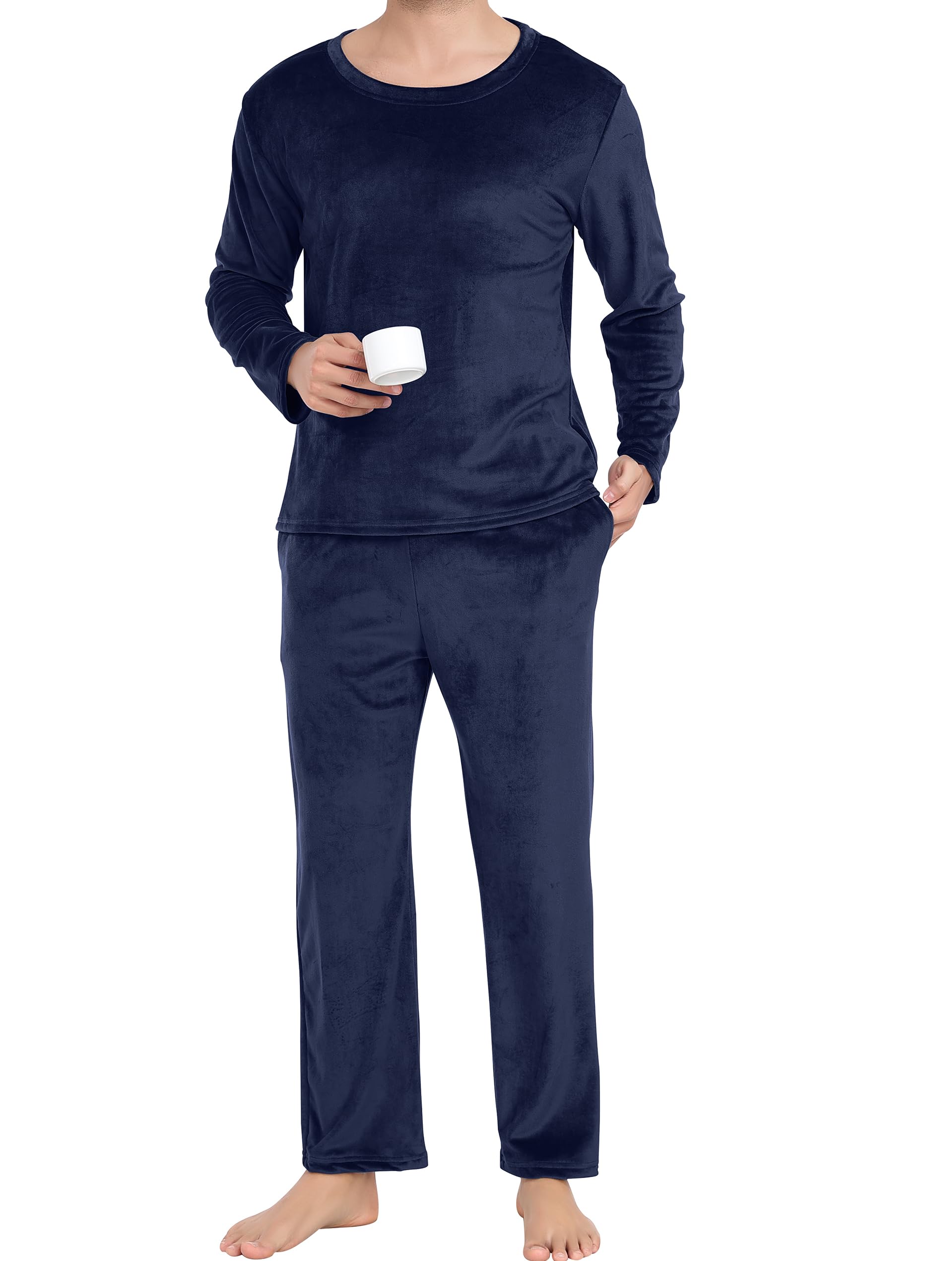 Lovasy Ensemble de Pyjama Homme en Flanelle Pyjama Polaire Hiver Chaud