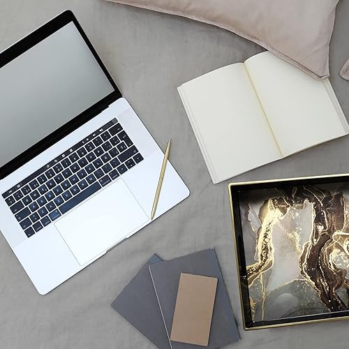 Miniatura 2 de Leemxiiny Bandeja decorativa de mármol negro con asas, bandeja rectangular de plástico Morden para mesa de café, baño, otomana, decoración del