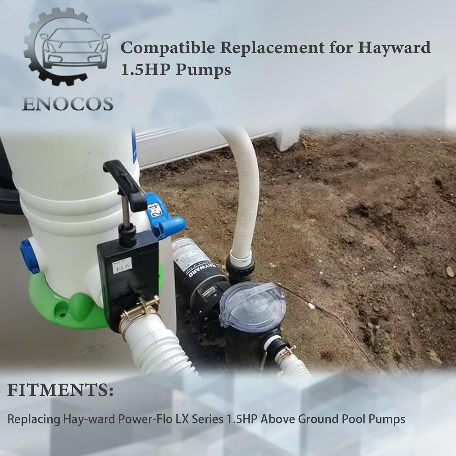 W3SP1580X15 115V Single Speed Swimming Pool Pump Compatible with Hay-ward Power-Flo LX Series, 48Y Frame, 11.2 Amps, 1.5 HP Above Ground Square Flange Pool Motor