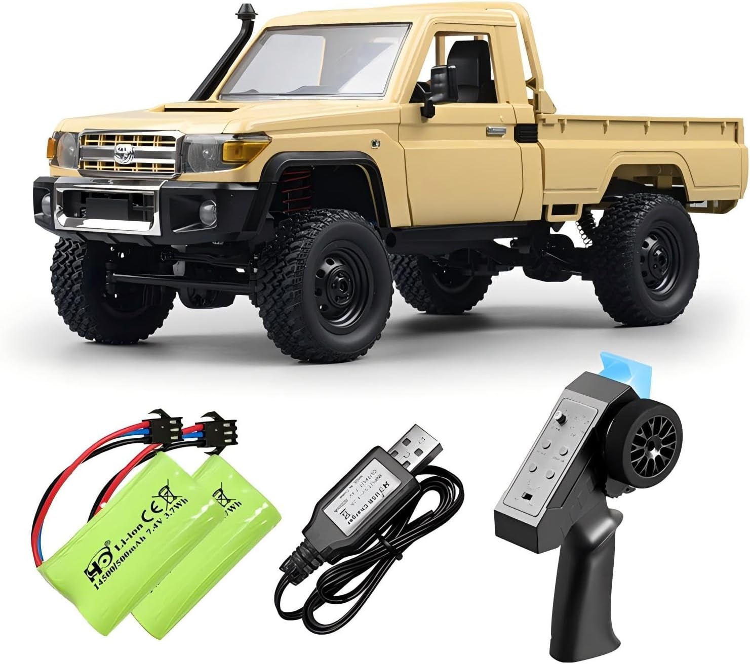 MN-82 1/12 Scale RC Rock Crawler Truck, 4x4 Off-Road Remote Control Car with 2.4GHz Remote & Dual 1200mAh Batteries - Ideal Gift for Birthday/Christmas/Halloween (Ages 8+)