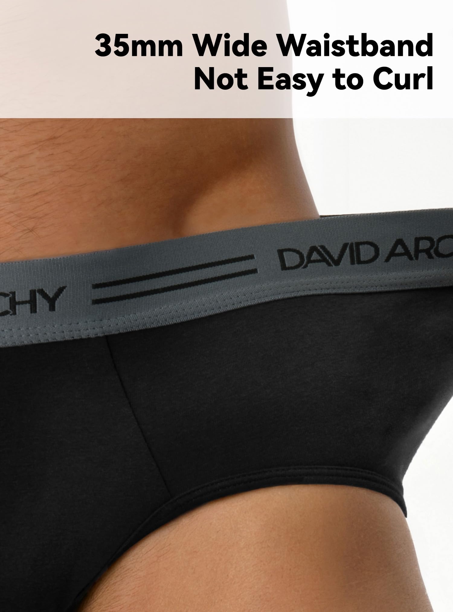 DAVID ARCHY Męskie slipy wielopak, rozciągliwe klasyczne slipy męskie, bawełna męska, miękkie oddychające worek 3D 35mm Belt Shorts, czarny *6, XL