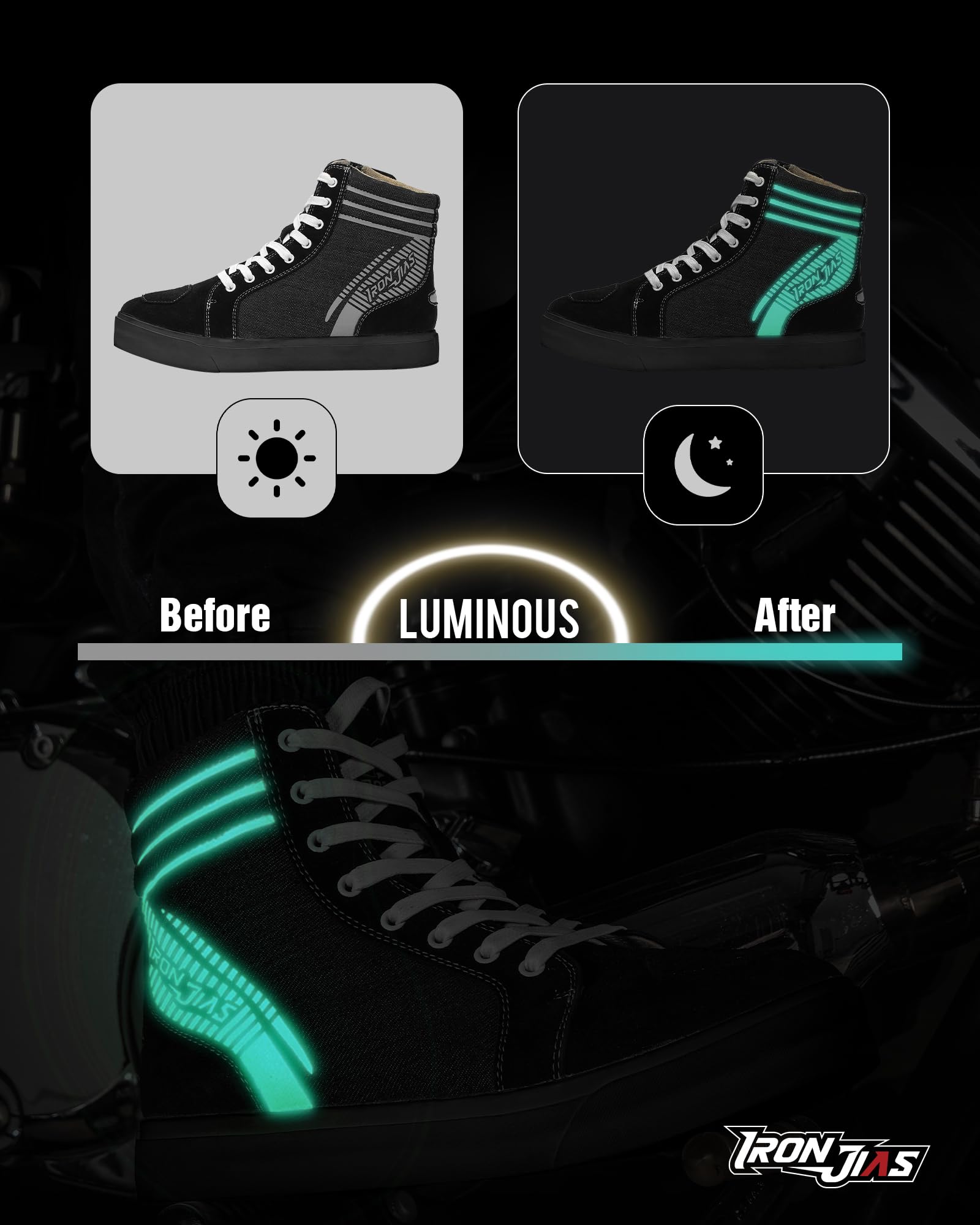 Scarpe Moto Uomo IRON JIA'S - Stivali Casual Con Cerniera Laterale - Antiscivolo E Traspiranti - Foto 6