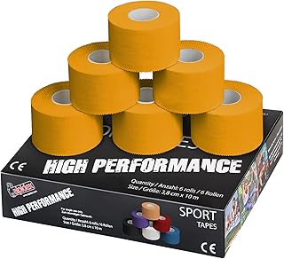 ALPIDEX 6 x Cinta Adhesiva Deportiva 3,8 cm x 10 m Sport Tape 100% Algodón Inelástica Balonmano Fútbol Voleibol Escalada