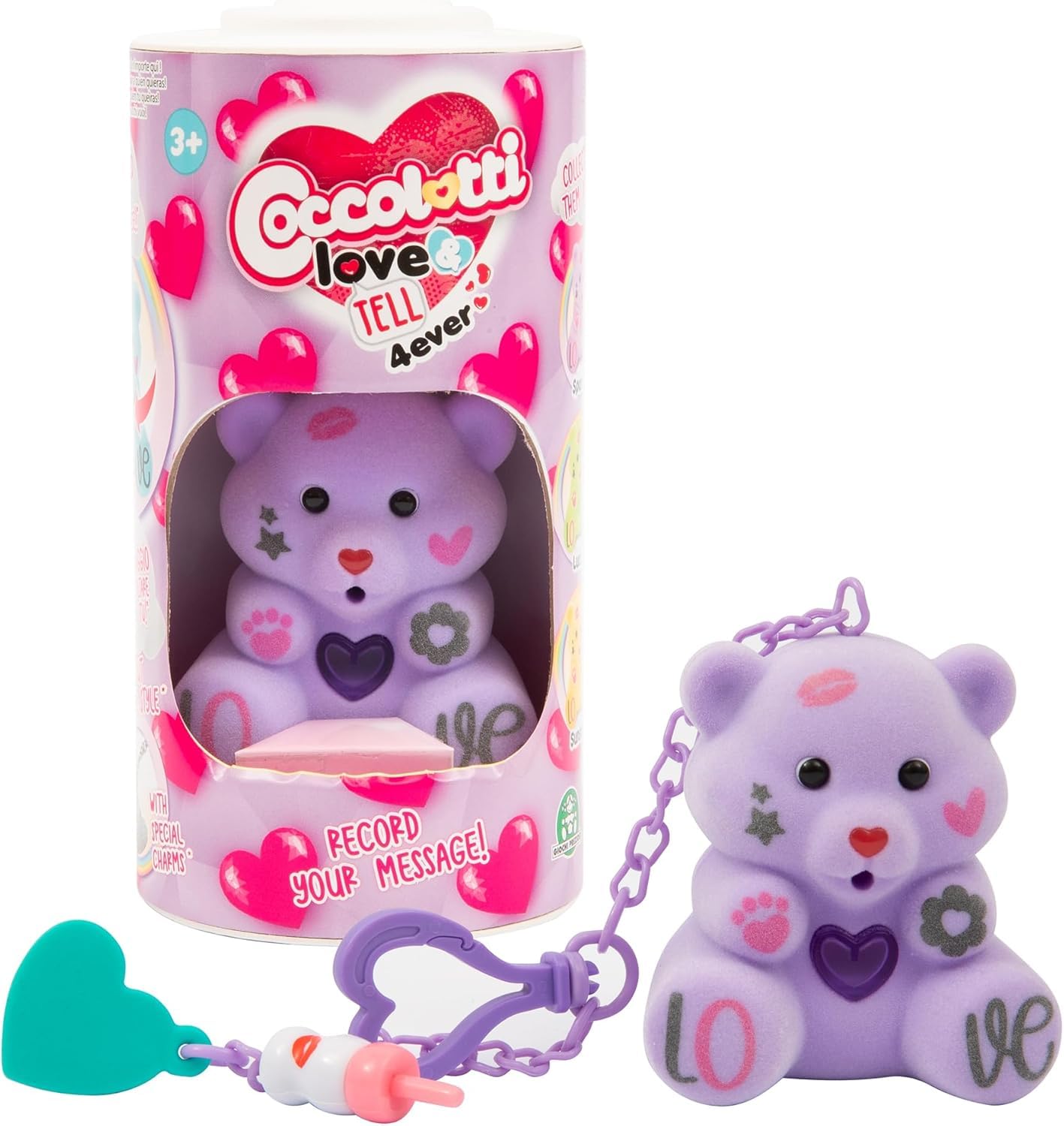 Giochi Preziosi Coccolotti Love&Tell 4ever Orsetto Lilla Con Registrazione Portachiavi Giocattolo Interattivo per Bambini 4+