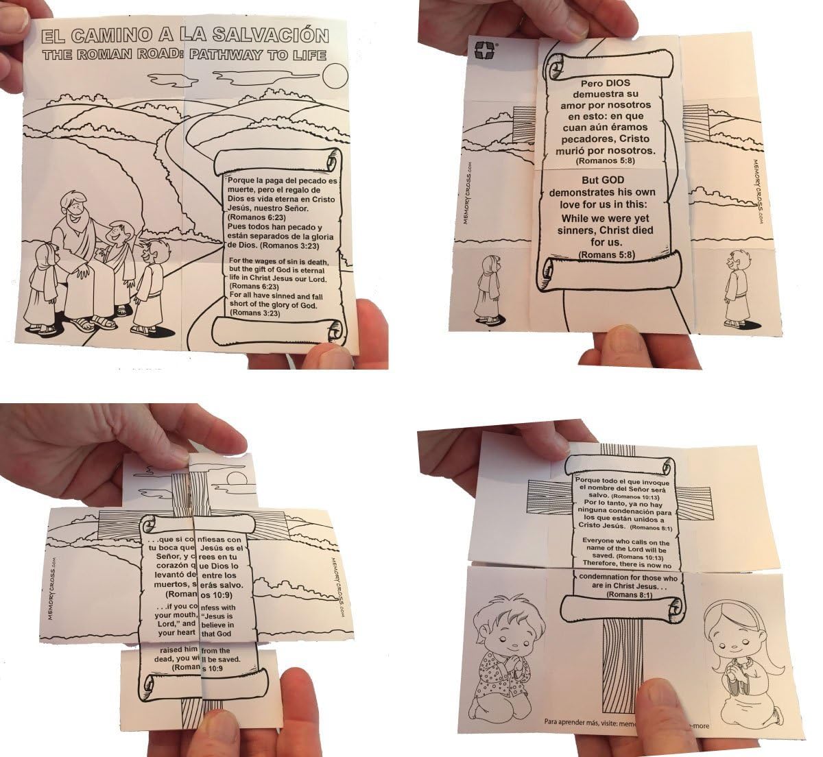 Spanish & English Gospel Tract for Kids - Bible Verses from Romans - Color & Learn Christian Craft (12 Count) #30104
