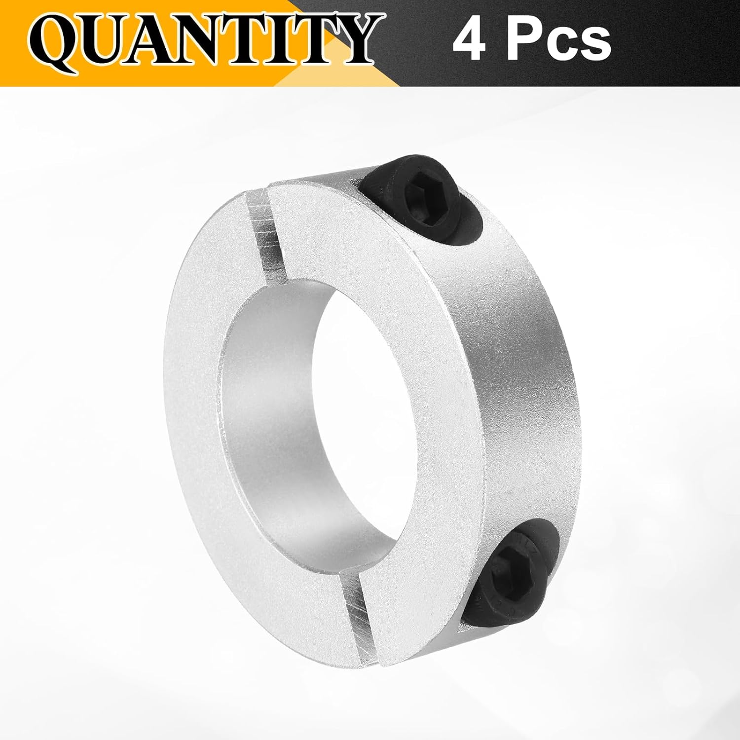uxcell 4 Pcs Double Split Shaft Collar, 50mm Bore Two Piece Clamping Collar 85mm OD 22mm Thickness, Aluminum Alloy Set Screw Split Collar