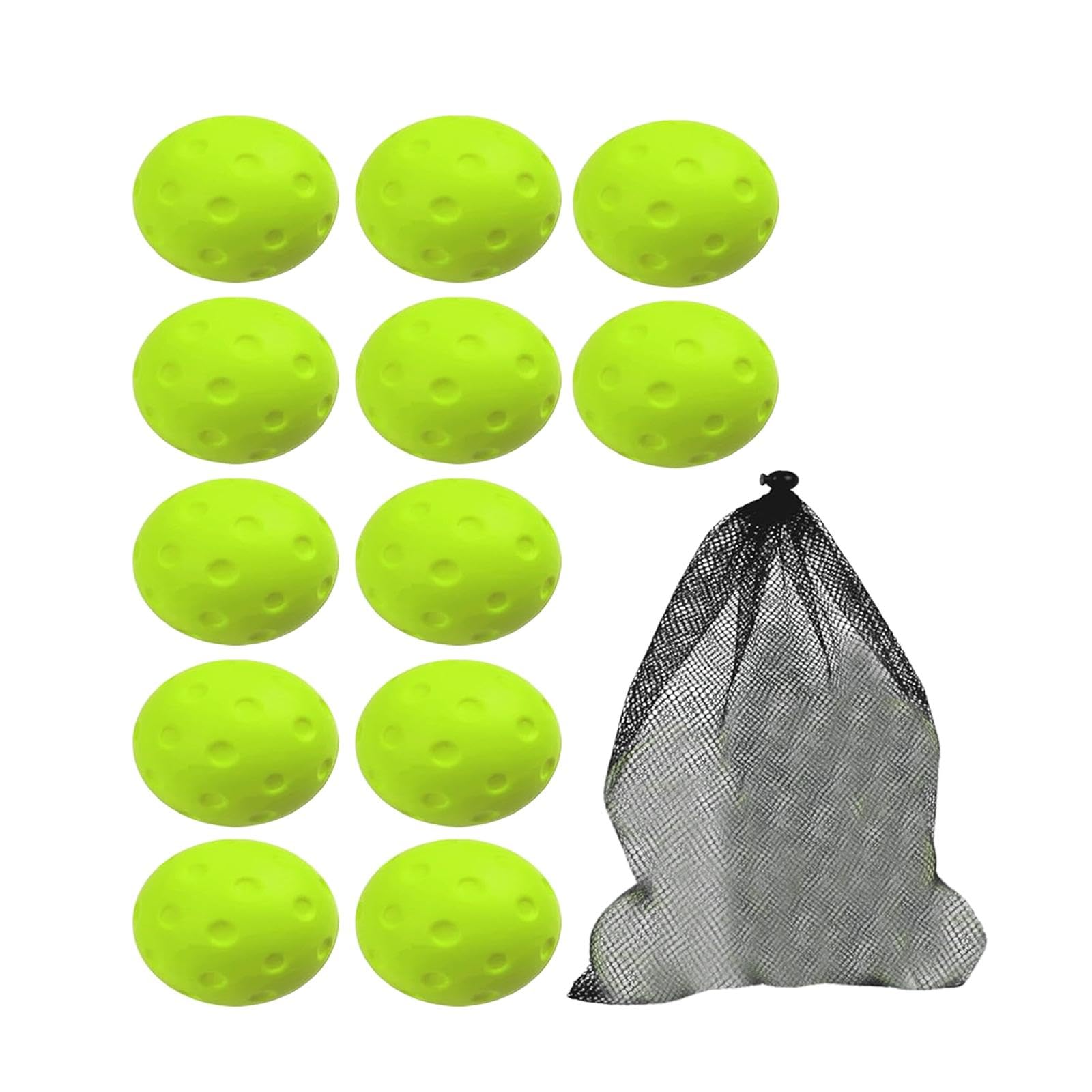 12 Pelotas de Pickleball Silenciosas, Suaves Y de, de Espuma de Poliuretano de Colores Brillantes, con Bolsa de Malla, para Principiantes