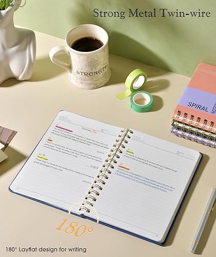 Miniatura 5 de Cuaderno de espiral rayado, diario A5 de tapa dura para mujeres y hombres, 150 páginas numeradas, cuaderno encuadernado en espiral, cuadernos de 100