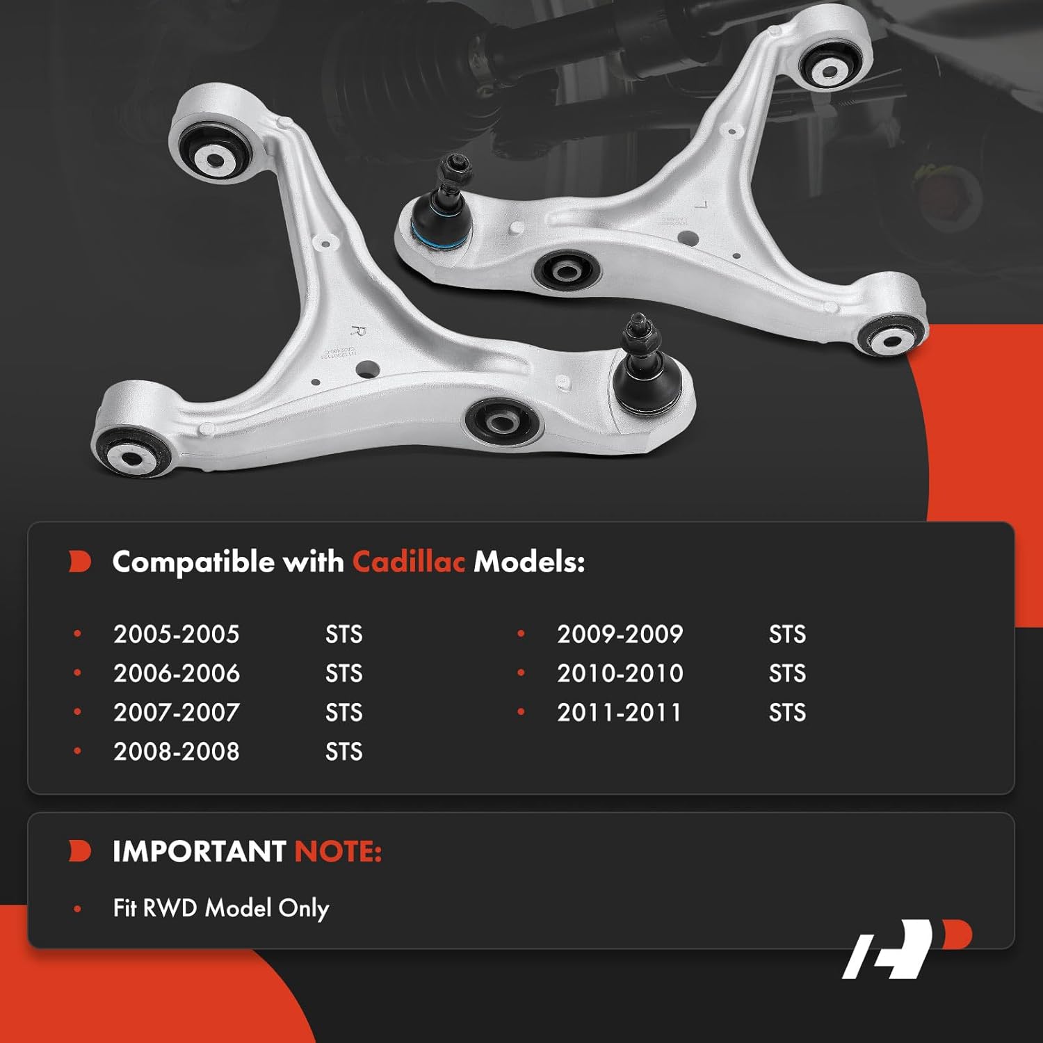 A-Premium 2 x Front Lower Control Arm, with Ball Joint & Bushing, Compatible with Cadillac STS 2005-2011, RWD