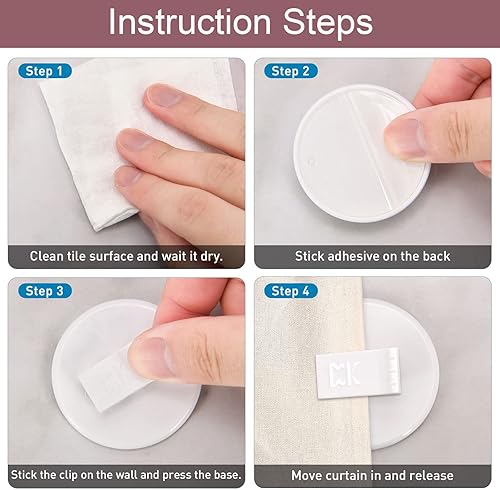 Miniatura 5 de Mate Leon Shower Curtain Clips Windproof Clips , Shower Splash Guard Curtain Clip , Self Adhesive Shower Curtain Clips Splash (White, 8)