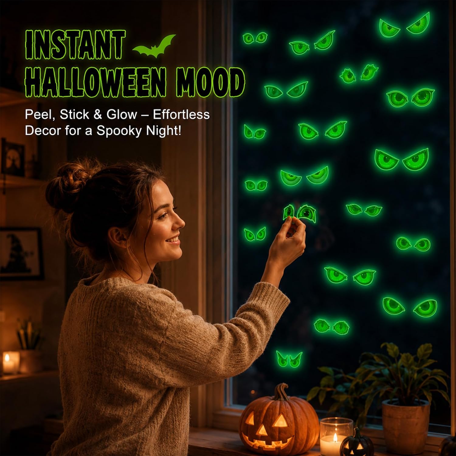 Glow in The Dark Halloween Decorations Glowing Eyes Halloween Stickers