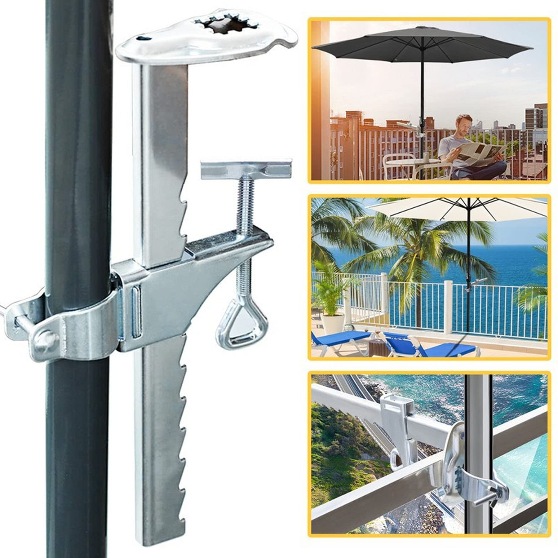 Regulowany uchwyt na balustradę przeciwsłoneczną, przedłużony uchwyt na parasol przeciwsłoneczny, zacisk balkonowy, uchwyt na balustradę balkonową, uchwyt na parasol przeciwsłoneczny