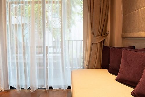 Miniatura 3 de WPM WORLD PRODUCTS MART Cortinas de gasa transparente para ventana de dormitorio y cocina, totalmente cosido y dobladillo (malva, 84 pulgadas de