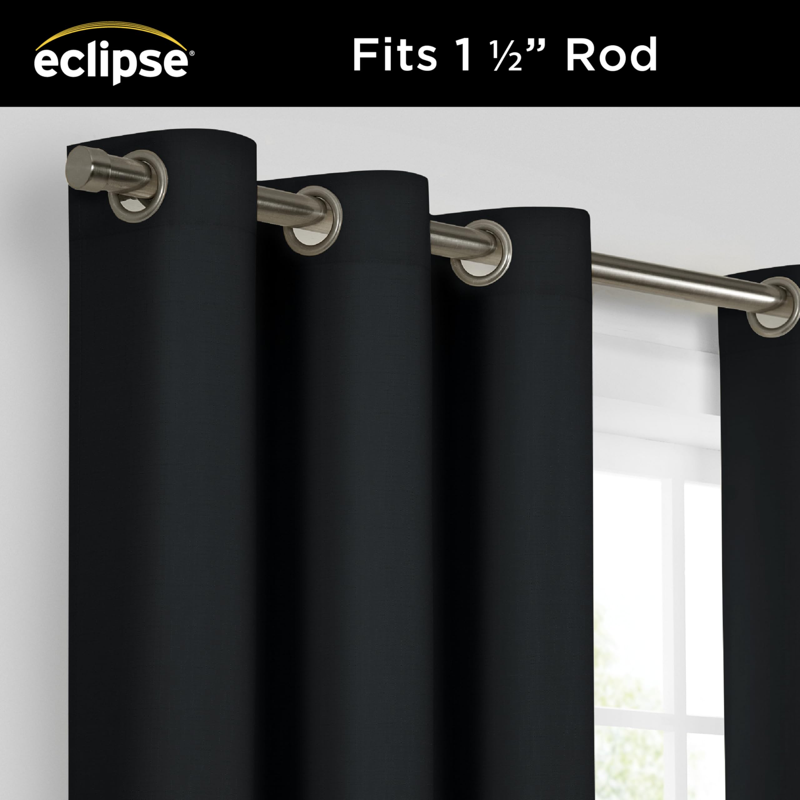 Eclipse 63-in Black Room darkening Rod pocket Curtain panel pair in the Curtains & Drapes