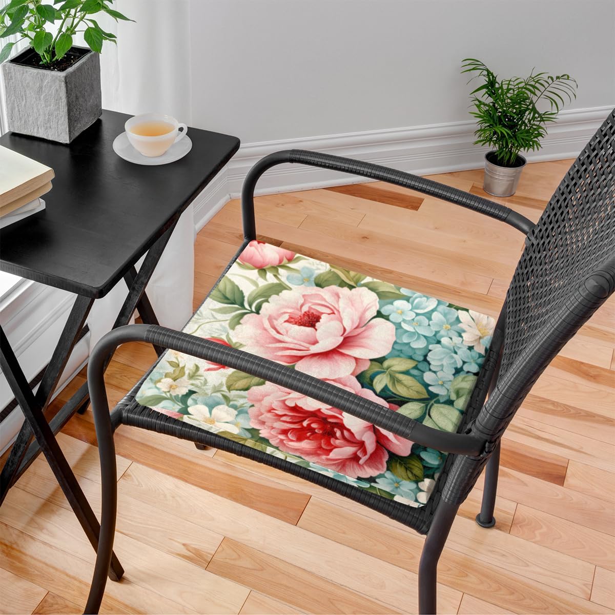 Chair Pads Peony Hydrangea Chair Cushions Fabric Chair Pillow,Comfort Softness Seat Cushion for Dining/Office Chair,Florals Thicken Chair Padding for Refurbishment 16x16