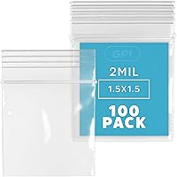 Vista 14 de GPI - Paquete de 100 bolsas de plástico transparente con cremallera de 1 x 1 pulgada de grosor, bolsas de plástico transparente con cierre