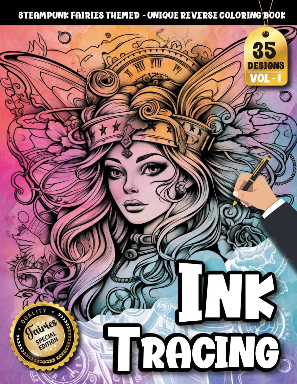 Ink Tracing Book For Adults: A Steampunk Fairies Tracing and Reverse Coloring Book for Relaxation and Creative Escape (Steampunk Fairies Tracing Series)