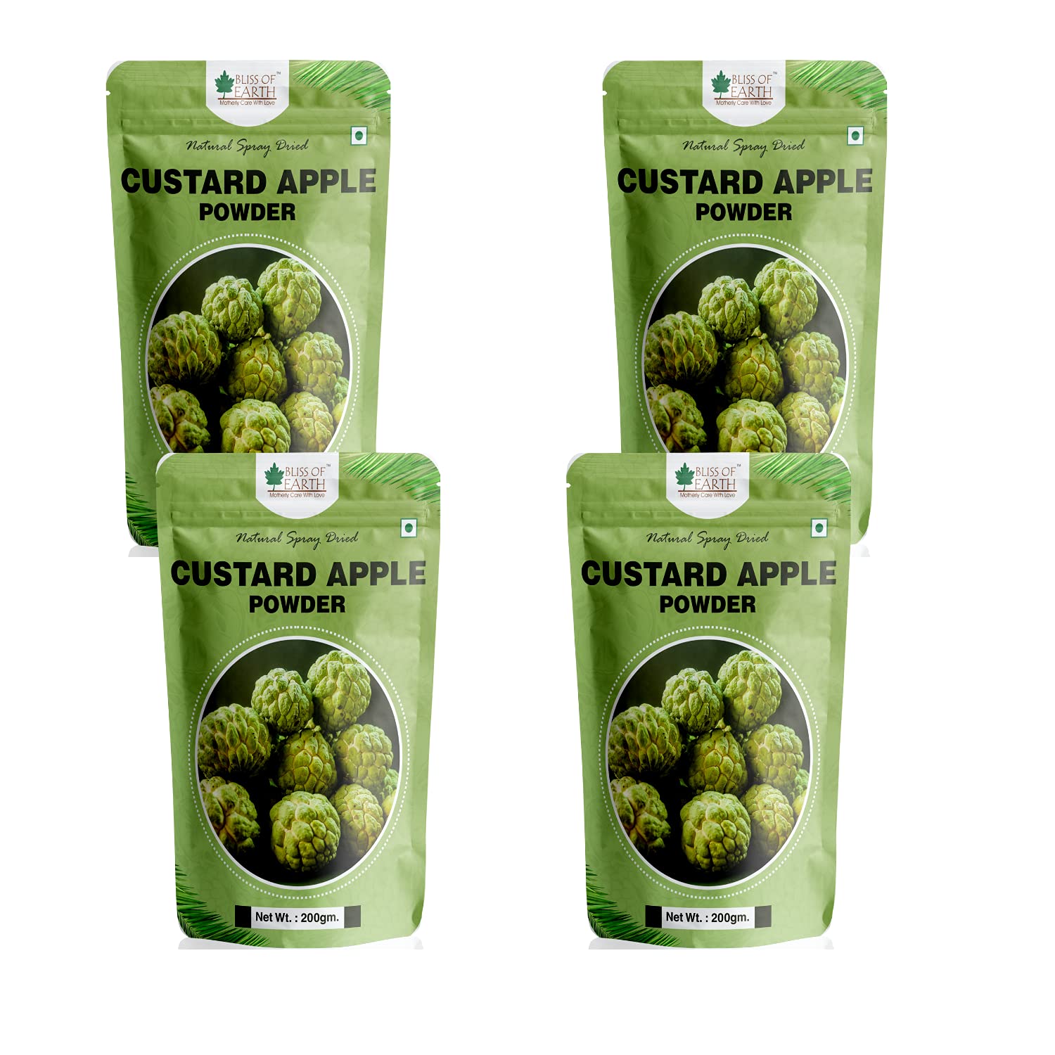 Bliss of Earth 4x200 Custard Apple Powder natural Spray Dried good for Apple Pie | Custard Kheer | Smoothie | Cake (Pack of 4)