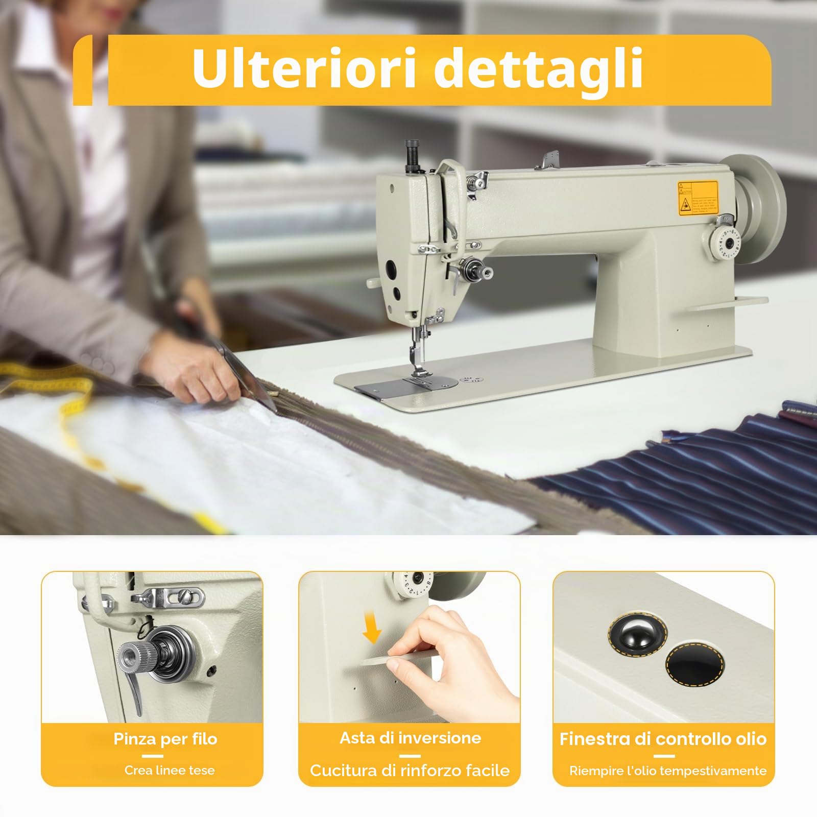 Macchina da cucire Industriale Macchina da cucire Puntino Regolabile Velocità massima 3000S.P.M. Spessore Materiale Pelle Macchina da cucire Heavy Duty per Jeans