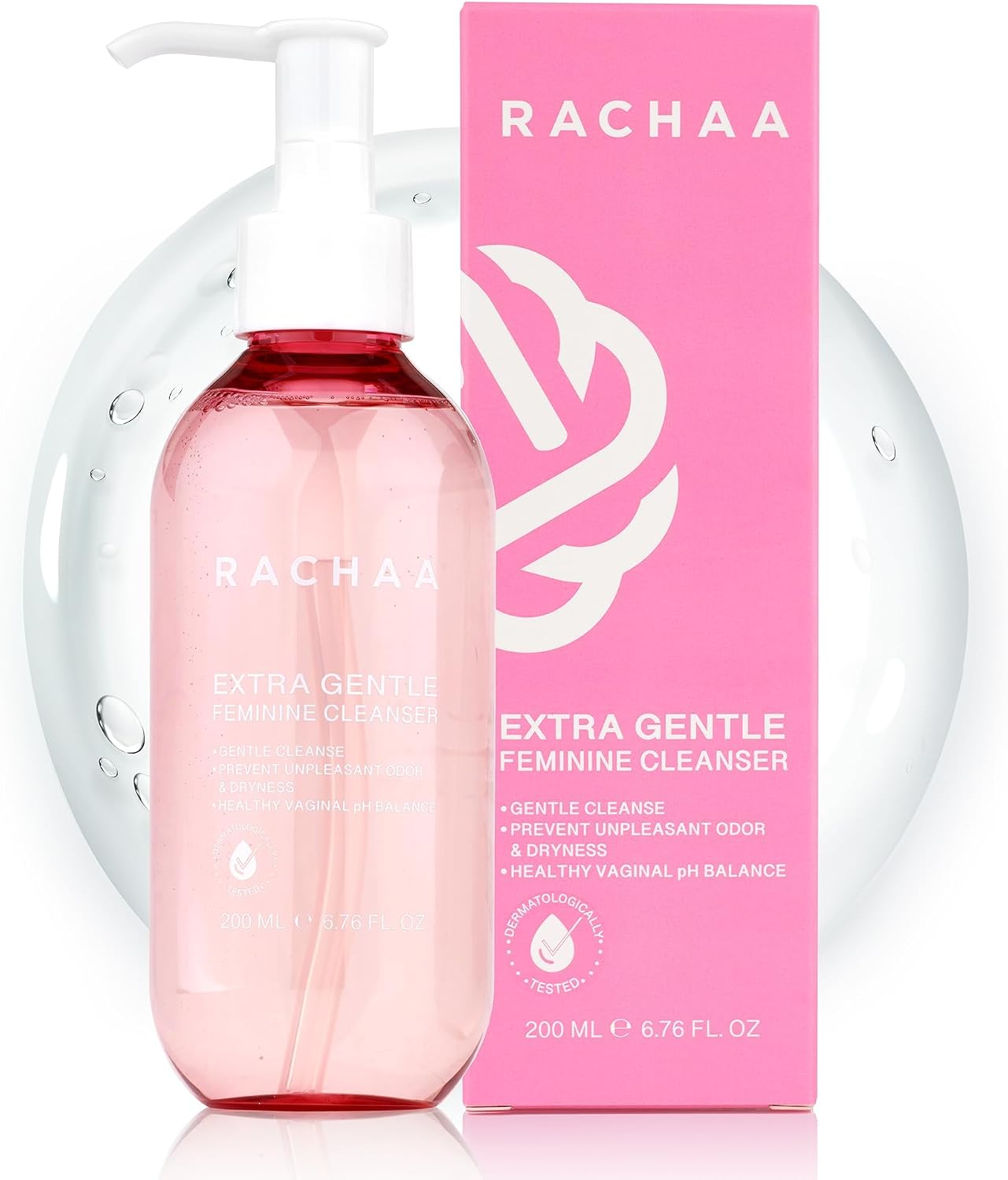 RACHAA Feminine Wash for Women - Gentle Daily Intimate Cleanser for Moisturizing, Cleansing with Vitamin C, Tea Tree Oil & Lactic Acid - Sensitive, Hypoallergenic & pH Balance, 6.76 FL.Oz