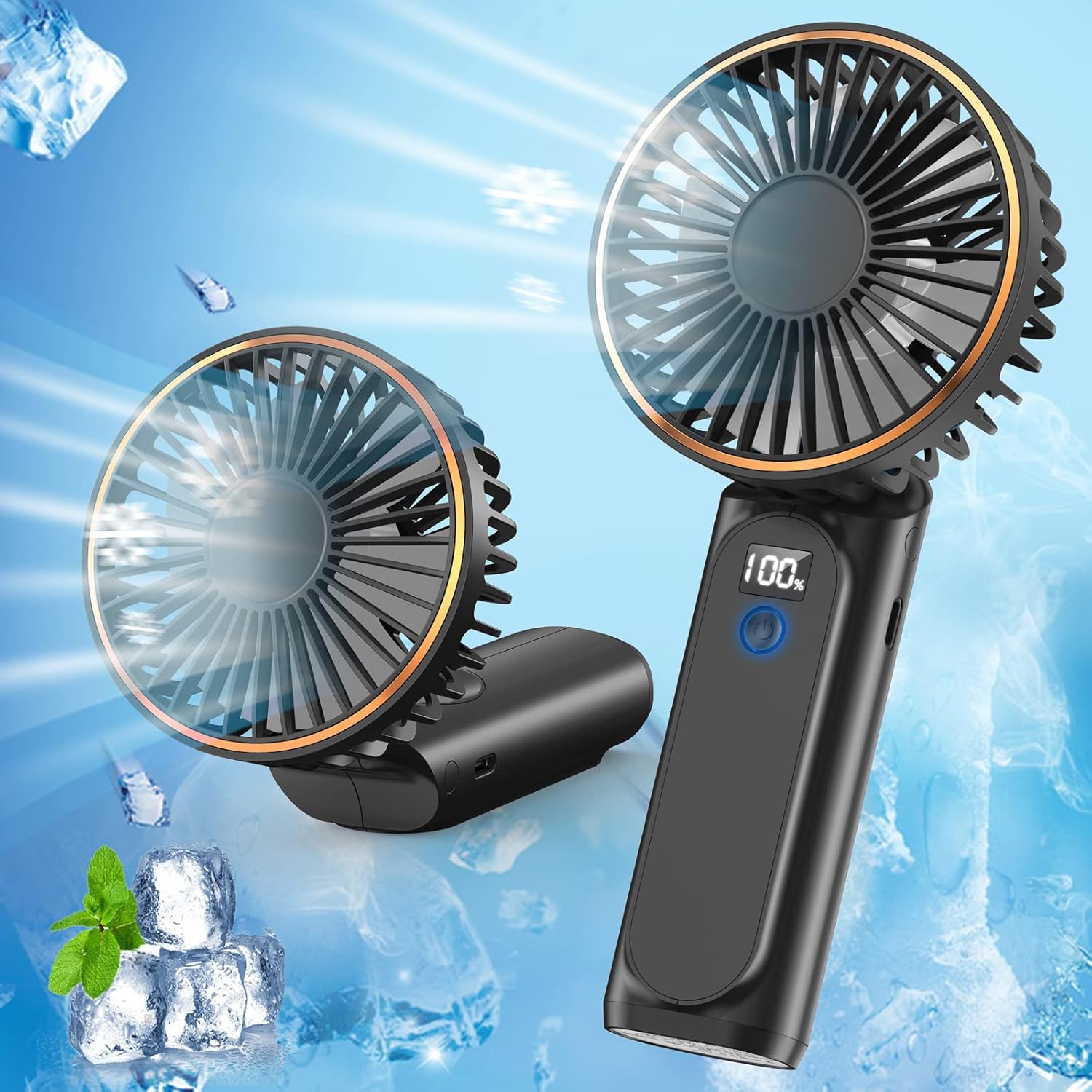 Amazon | ハンディファン 【2024モデル・PSE認証済】扇風機 ハンディ 携帯扇風機 手持ち扇風機 5200mAhモバイルバッテリ ...