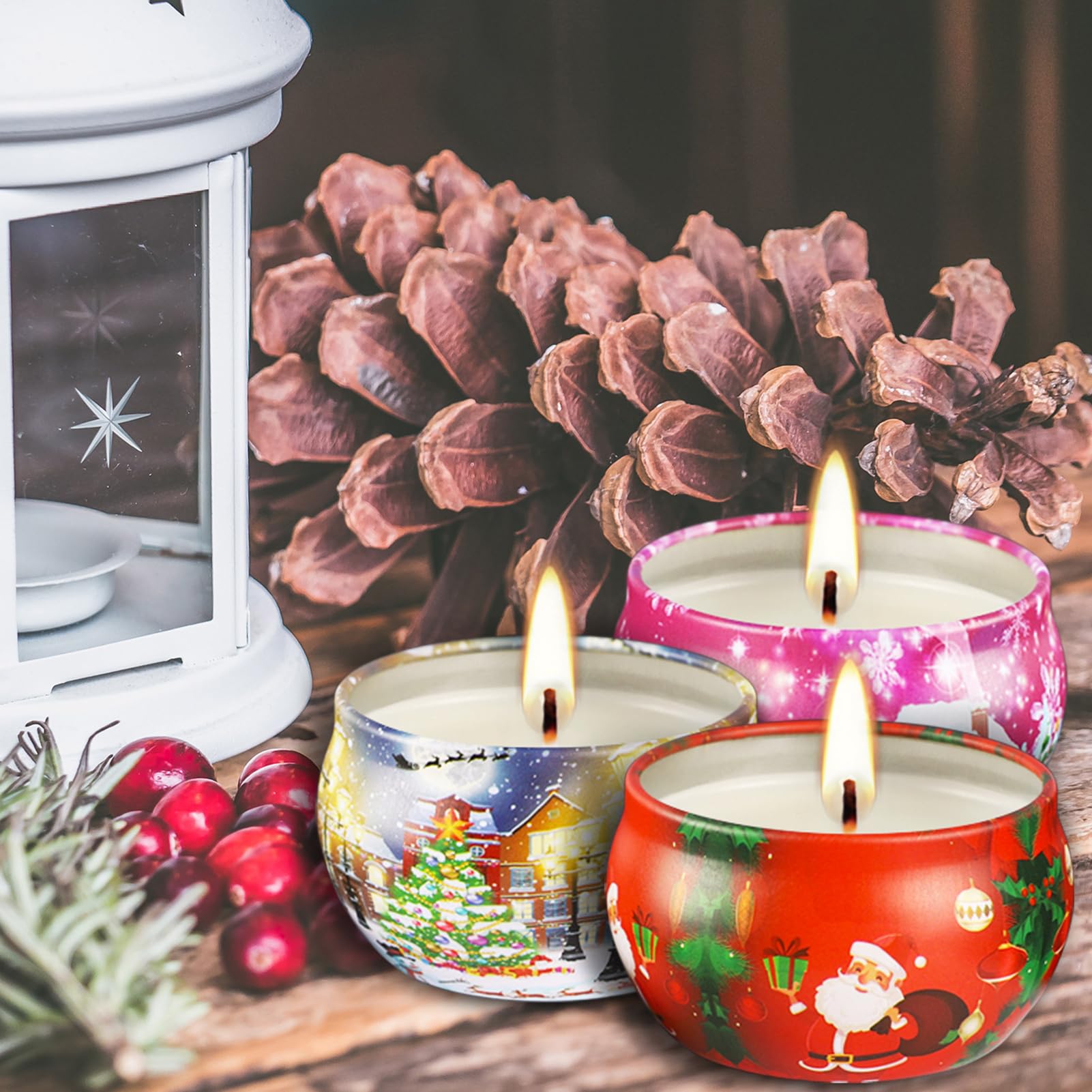 Weihnachtskerzen 16 Stück mit langer Brenndauer Dekoration | Flammlose Duftkerze für Herbst Zuhause Tisch Fenster Halloween Hochzeit Frauen Geburtstag