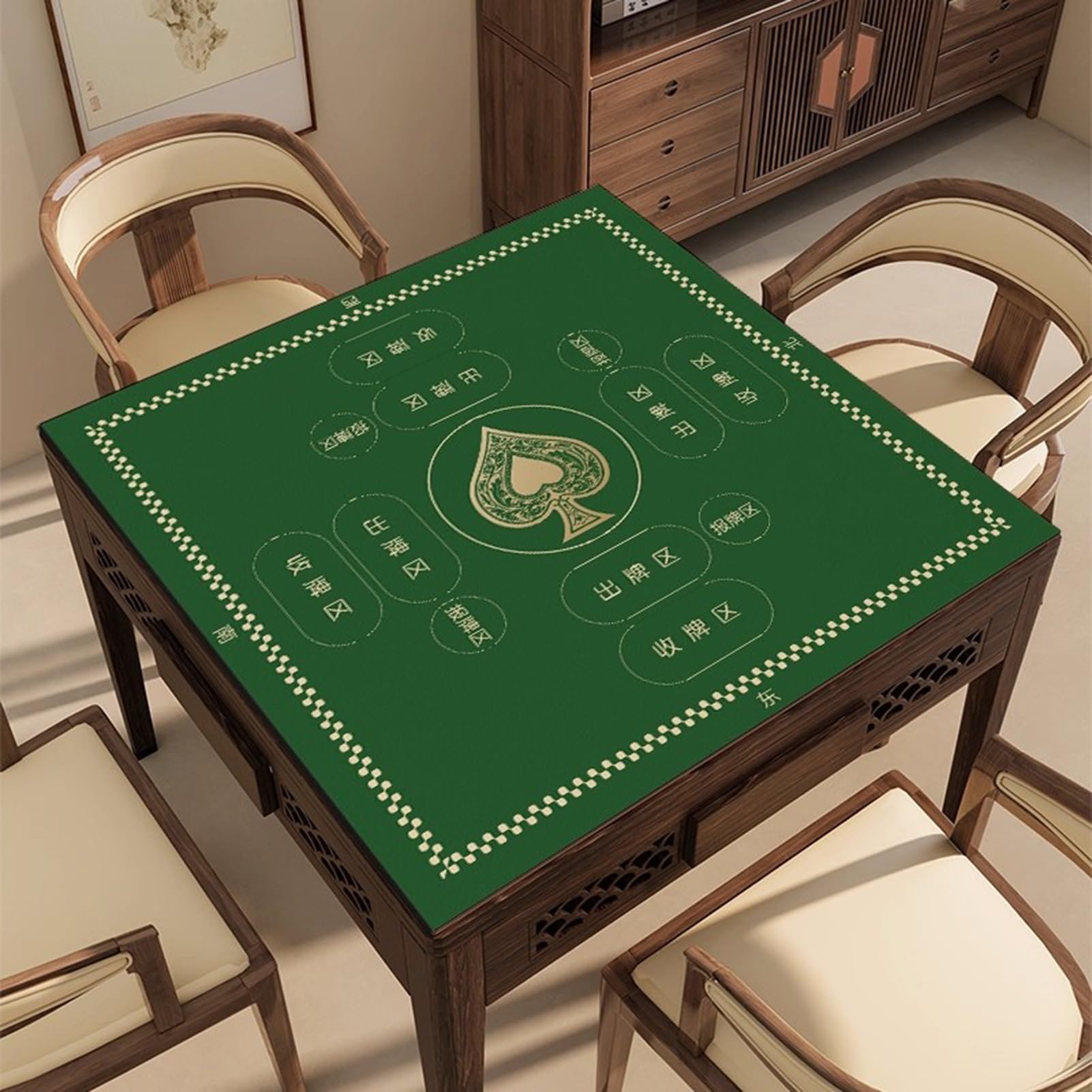 Tapis de Table de mah-Jong, Doux épaissi et réduction du Bruit avec Sac de Transport(Green,100cm/39.37in)
