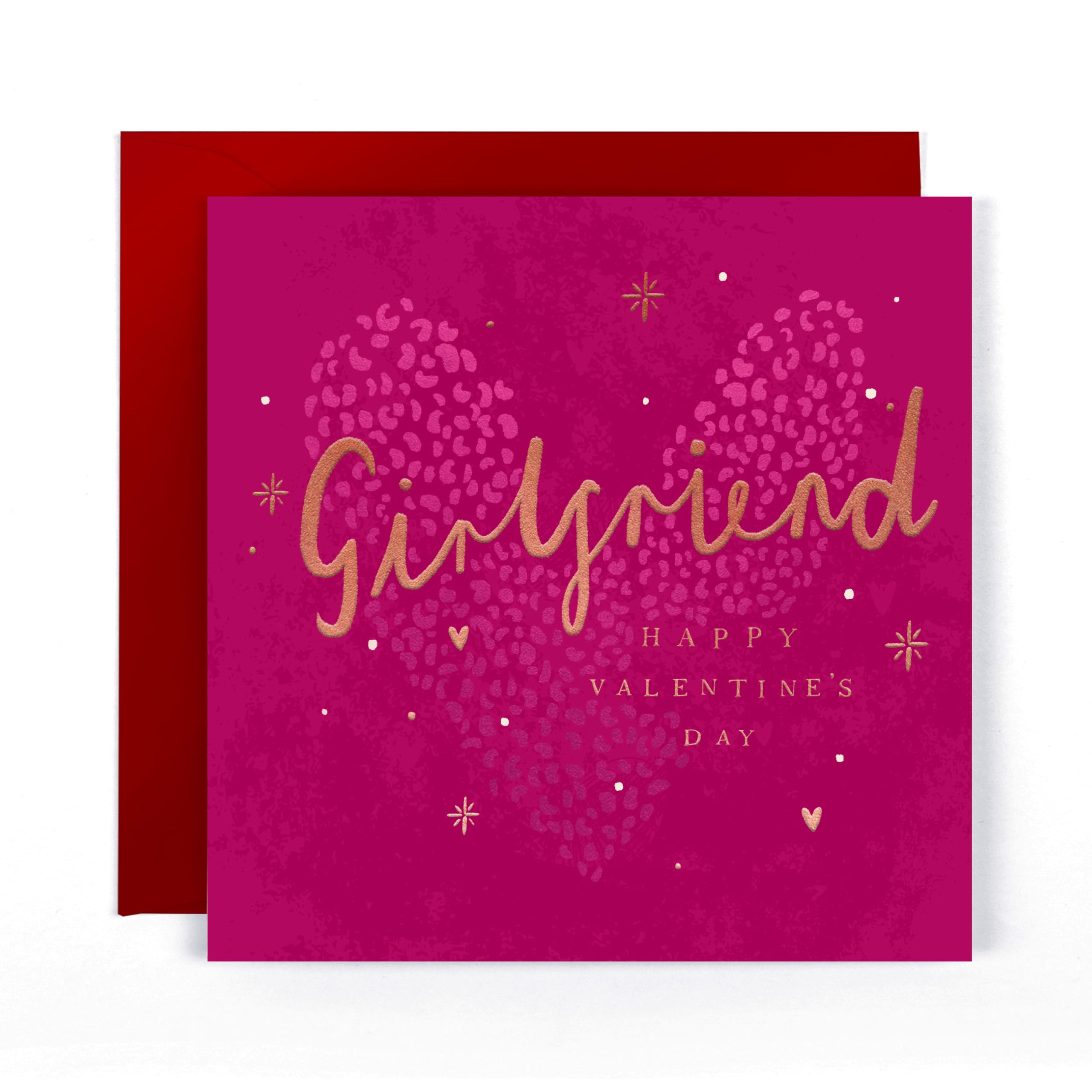 Hotchpotch Stunning Foiled Valentine's Day Card For Girlfriend With Bespoke Dotty Envelope - Anise Greeting Card London Size 6 x 6 inches