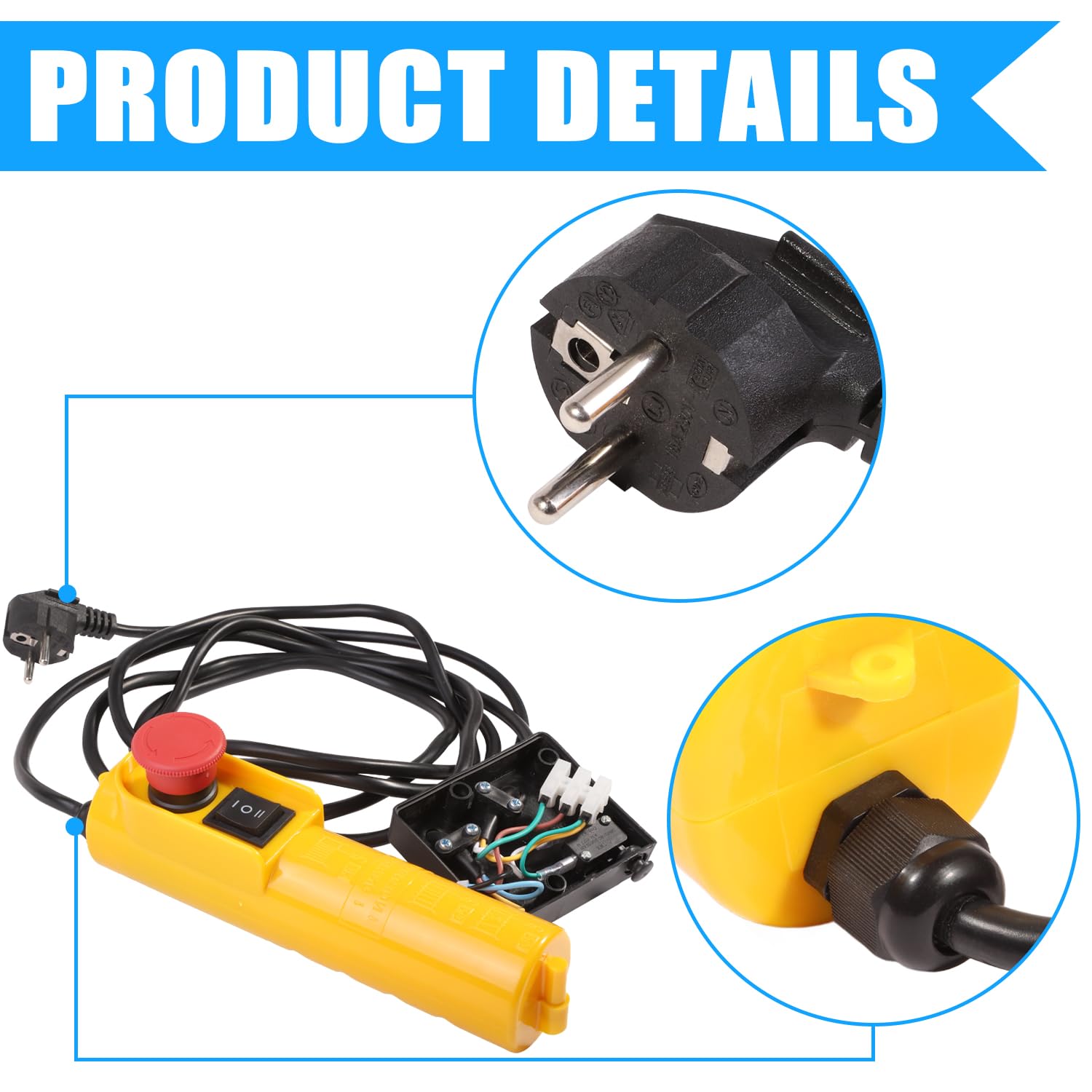 Botón colgante Control de la serie COB Operación directa a prueba de lluvia Control de grúa, botón de elevación eléctrica arriba y abajo con condensador de 30 UF, control de péndulo de