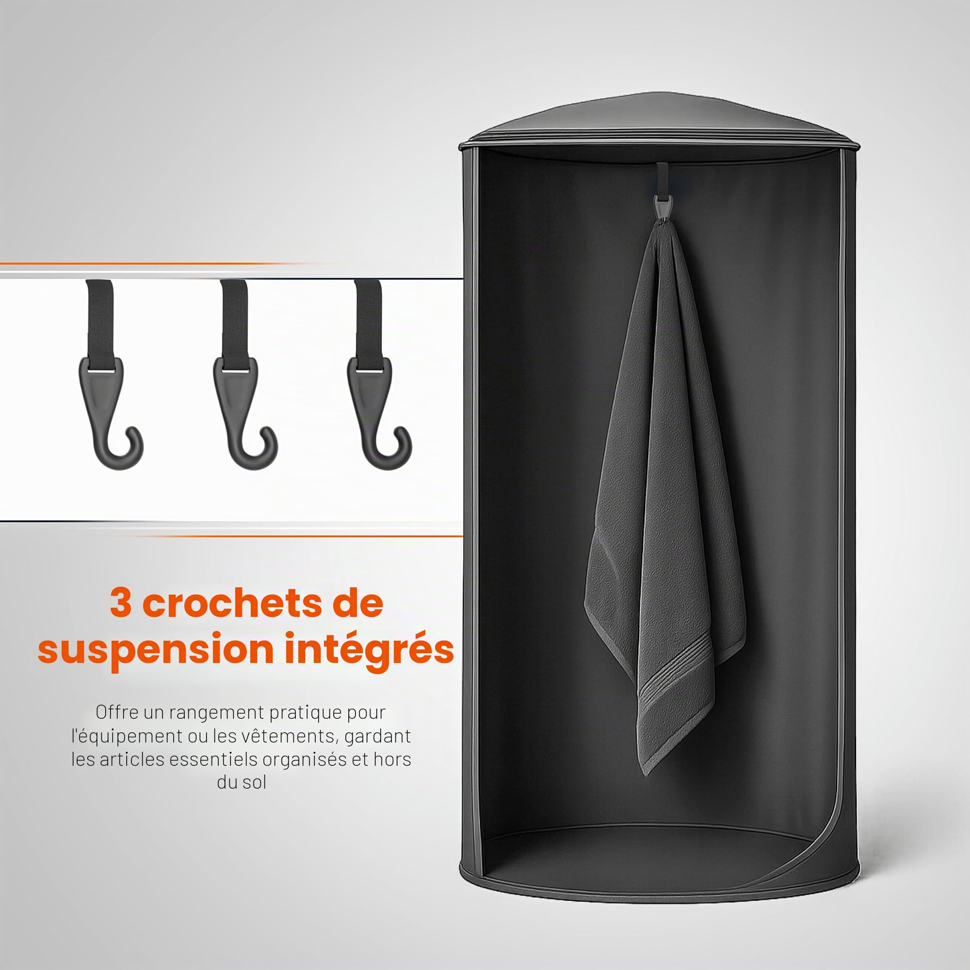 Tente de vestiaire portable - Cabine d'intimité instantanée avec ventouse pour hayon de SUV, pour camping, douche, plage et toilettes (sac de transport inclus), noir