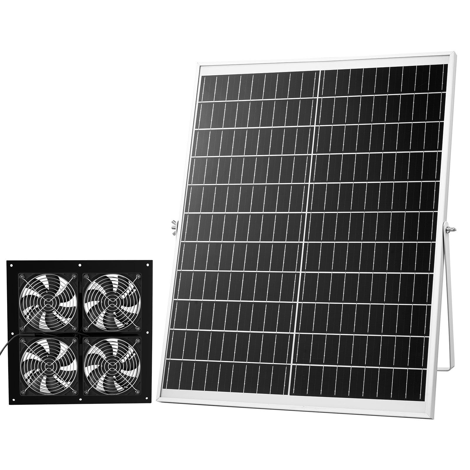 VEVOR Ventilatore ad Energia Solare per Scarico d'Aria, Ventola con Pannello Solare Regolabile da 25 W con 4 Ventole velocità di 2668 Giri/min, Ventilatore per Circolazione d'Aria per Serra Pollaio