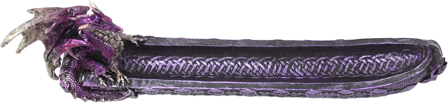 Mythical Purple Western Fire Dragon Incense Burner Holder Dark Legend Halloween Medieval Magical Party Home Decor Gift