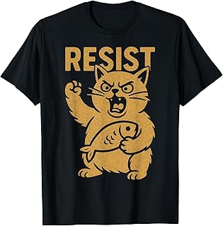 Resist Angry Cat Rebel Activist Protest Against High Tariffs T-Shirt