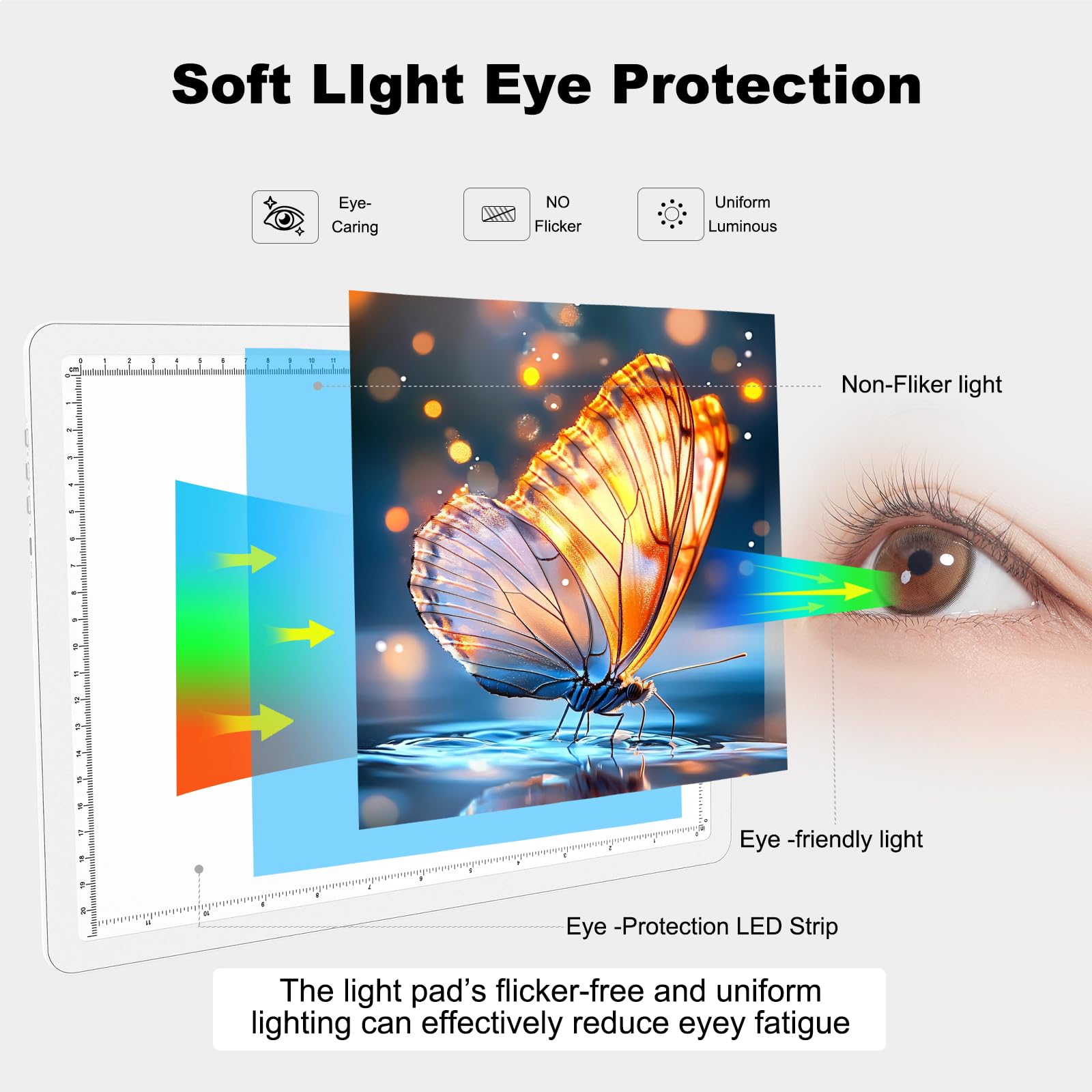 Elice Wiederaufladbares A4-Lichtpad für Diamantmalerei, magnetische LED-Lichttafel mit physischer Taste, superhelles Diamantkunst-Lichtpad, ultradünne Leuchtbox zum Nachzeichnen, Jäten von Vinyl,