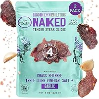 Vista 18 de Brooklyn Biltong Steakhouse, rebanadas tiernas de ajo desnudo (2 onzas, paquete de 2), bocadillos de proteína de carne alimentada con pasto, 1.13 oz