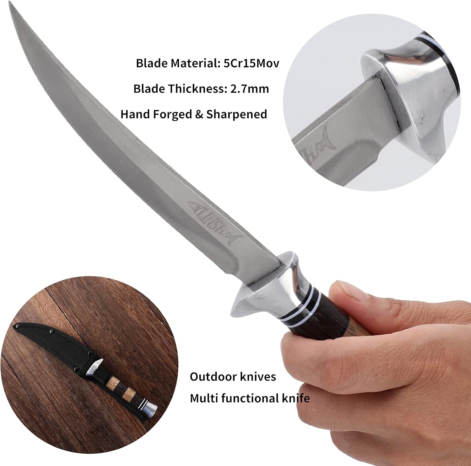 Filet Knifes for Meat Stag Filet Knife Fishing Knife Slicing knife, Boning KnifeSharp Stainless Steel Knife, Exquisite Solid Wood Splicing Handle With Sheath and Gift Box : Sports & Outdoors