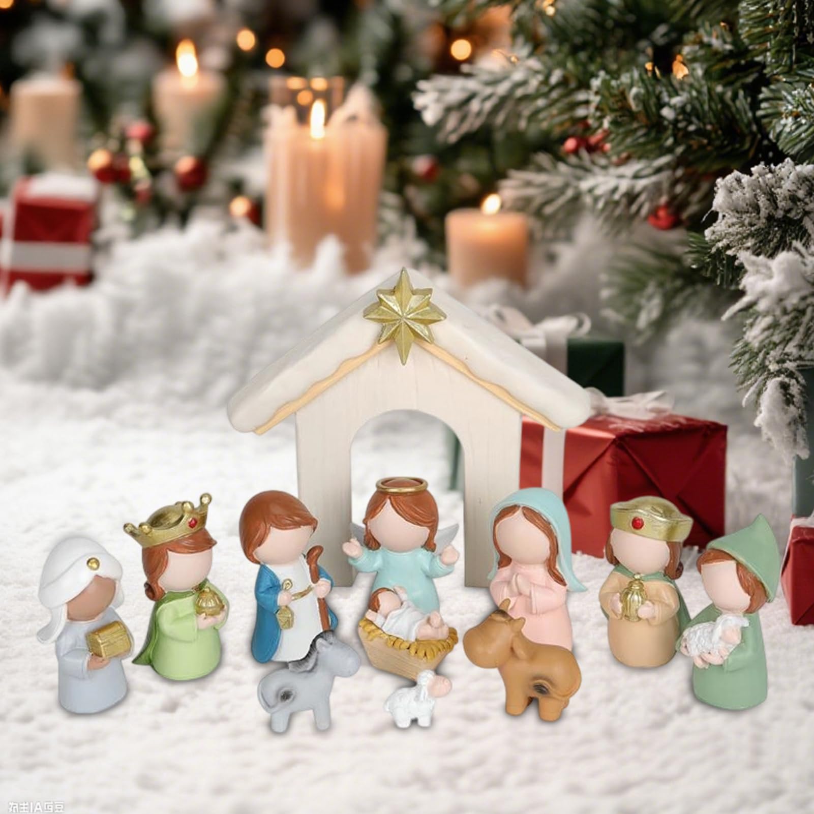 Weihnachtskrippen Set 12 Teile Harz Religiöse Krippe