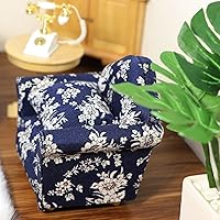 Vista 2 de Sofá de casa de muñecas con almohada, sofá miniatura a escala 1 y 12, muebles de sala de estar, marco de tela de madera, silla de lectura