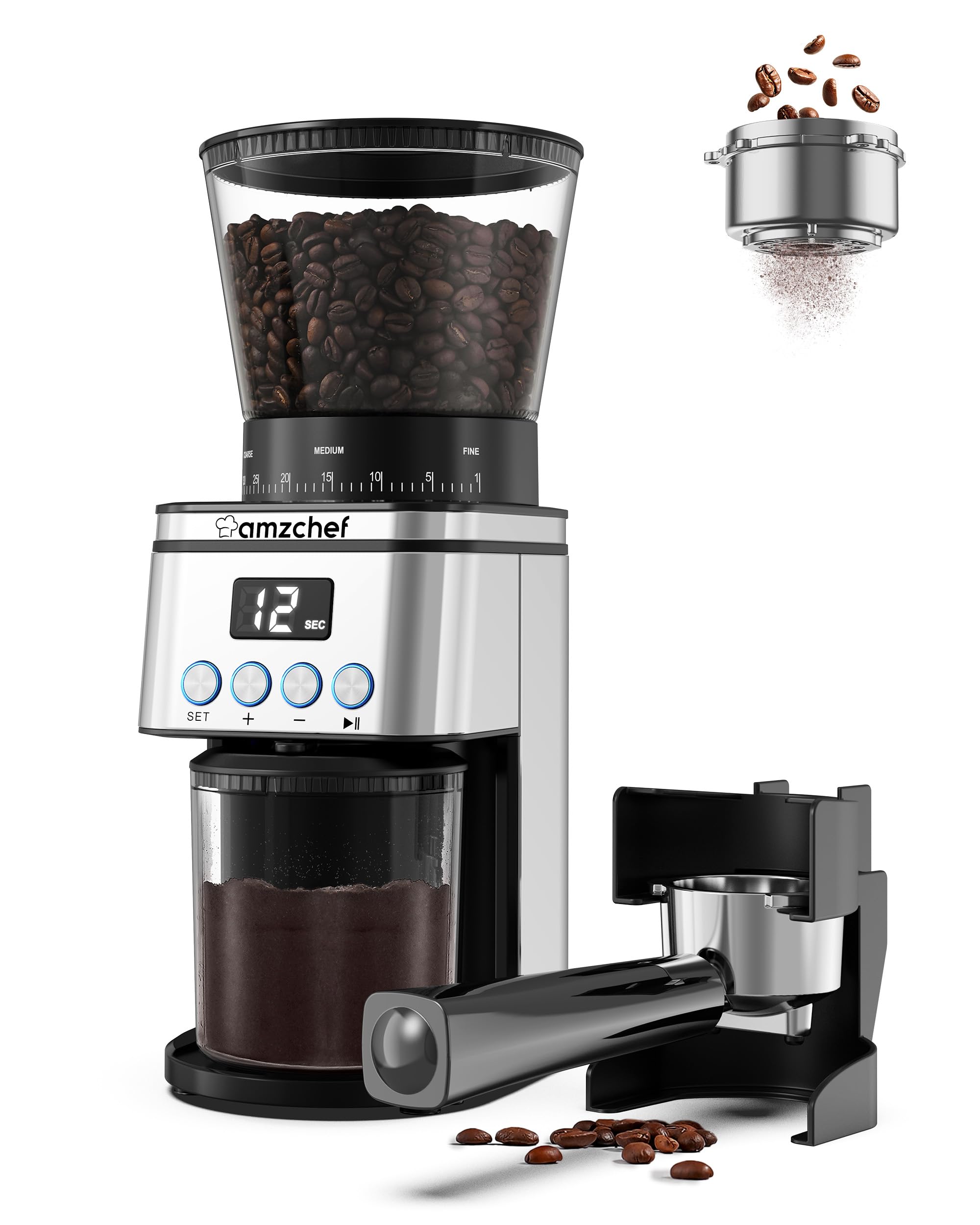 AMZCHEF Coffee Grinder Electric - Espresso Grinder with 30 Grind