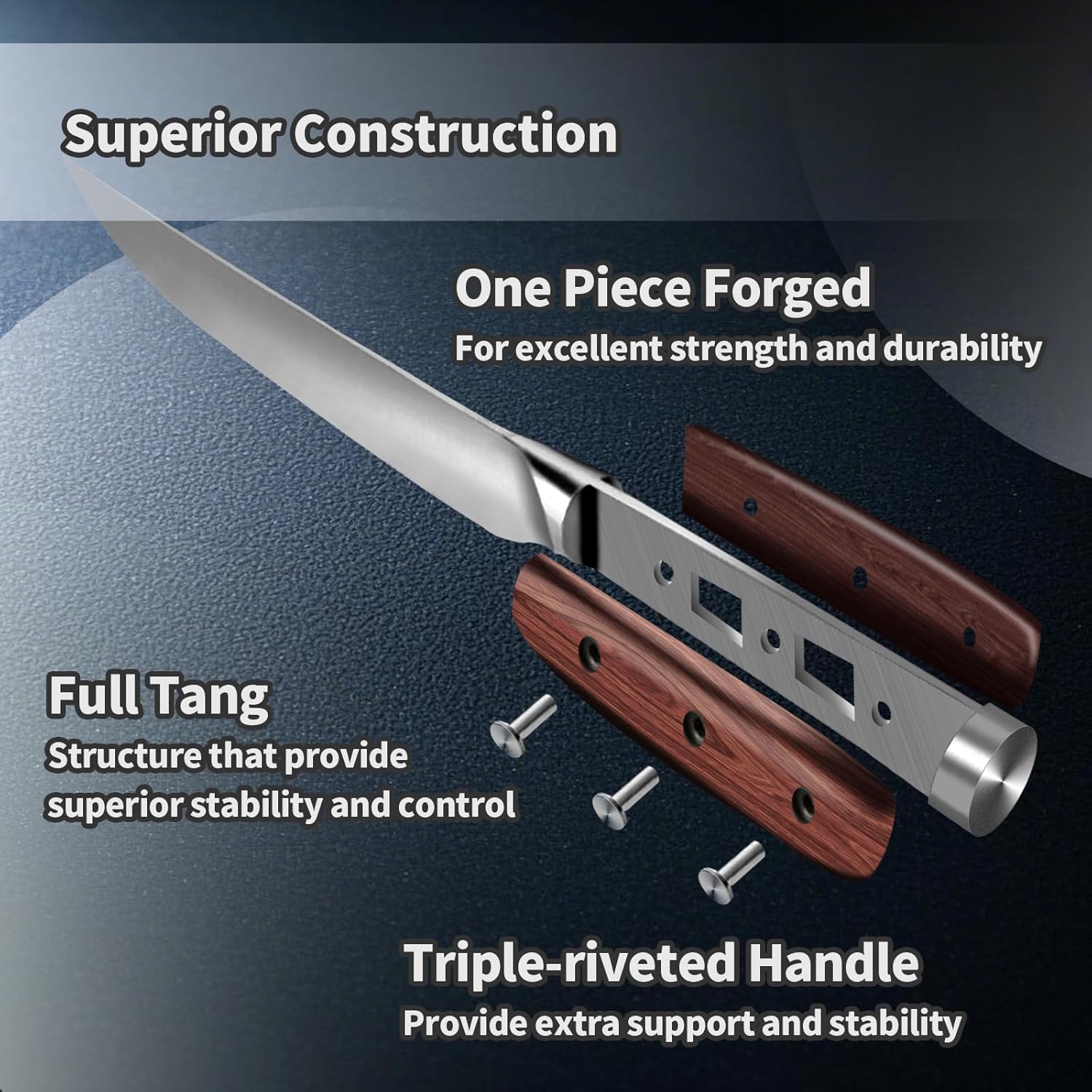 Steak Knives Set of 6, German High Carbon Stainless Steel Steak Knives, 4.8 Inch Serrated Steak Knife with Wood Handle, Dinner Knives Set with Gift Box