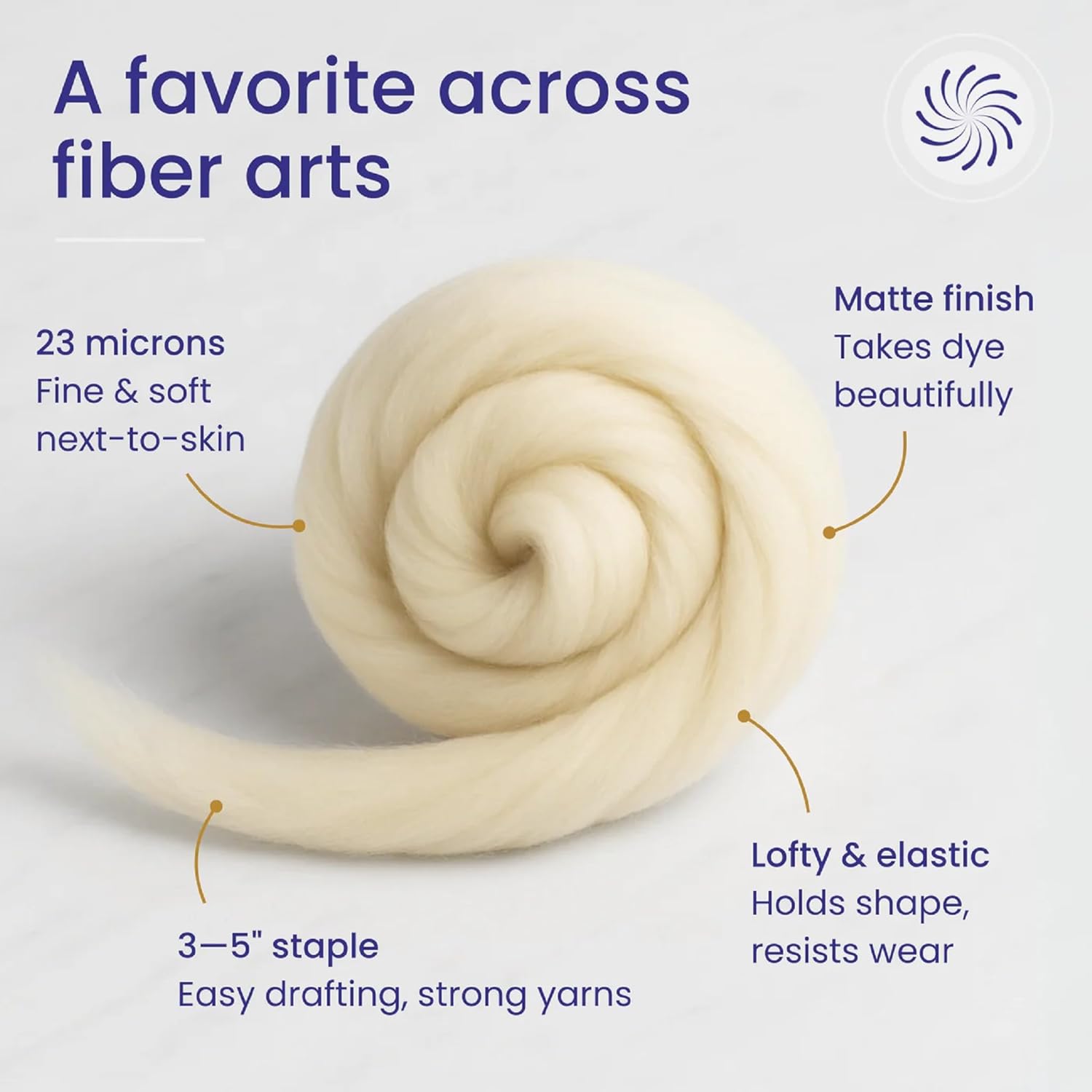 Revolution Fibers Targhee Wool Top | 8 Ounces (0.5 lbs) for Spinning, Felting, Knitting & Tapestry | 100% Natural Undyed White Wool Top