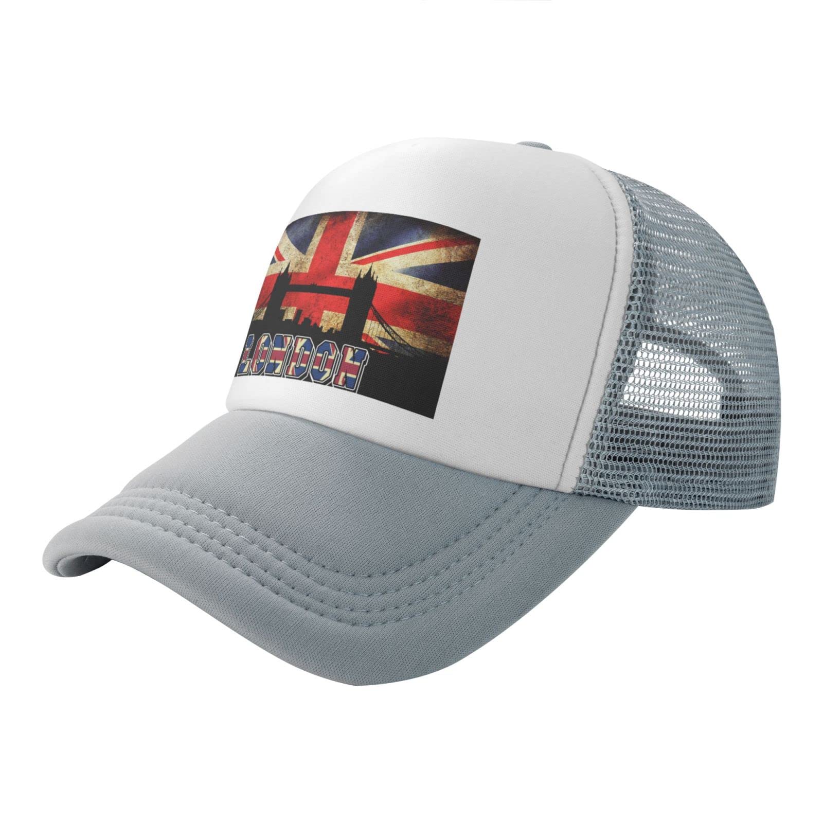 Unisex Vintage Baseball Cap Adjustable Union Jack British Flag London Bridge Mesh Hat Dad Hat