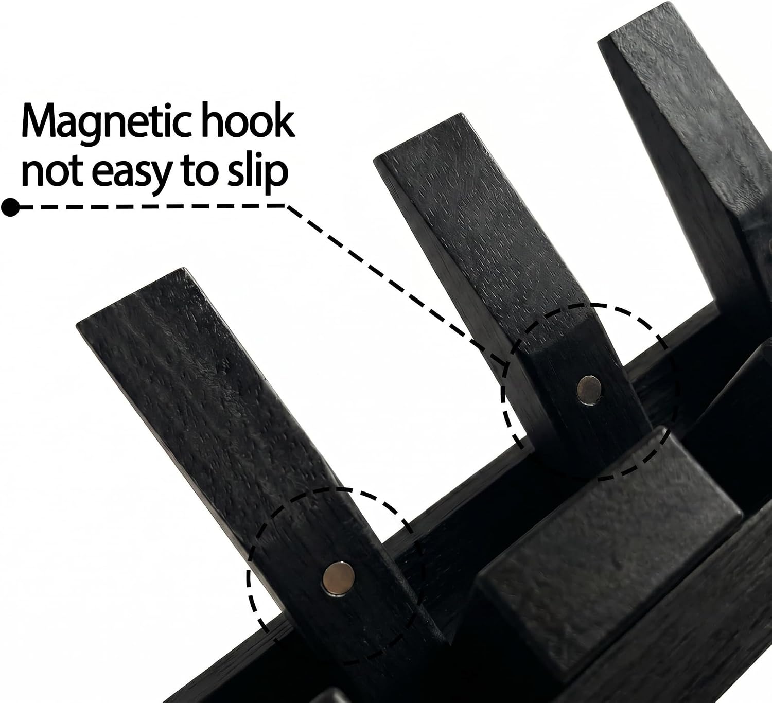 Mid Century Modern Wood Coat Rack Wall Mount with Shelf, 7 Hooks, Black
