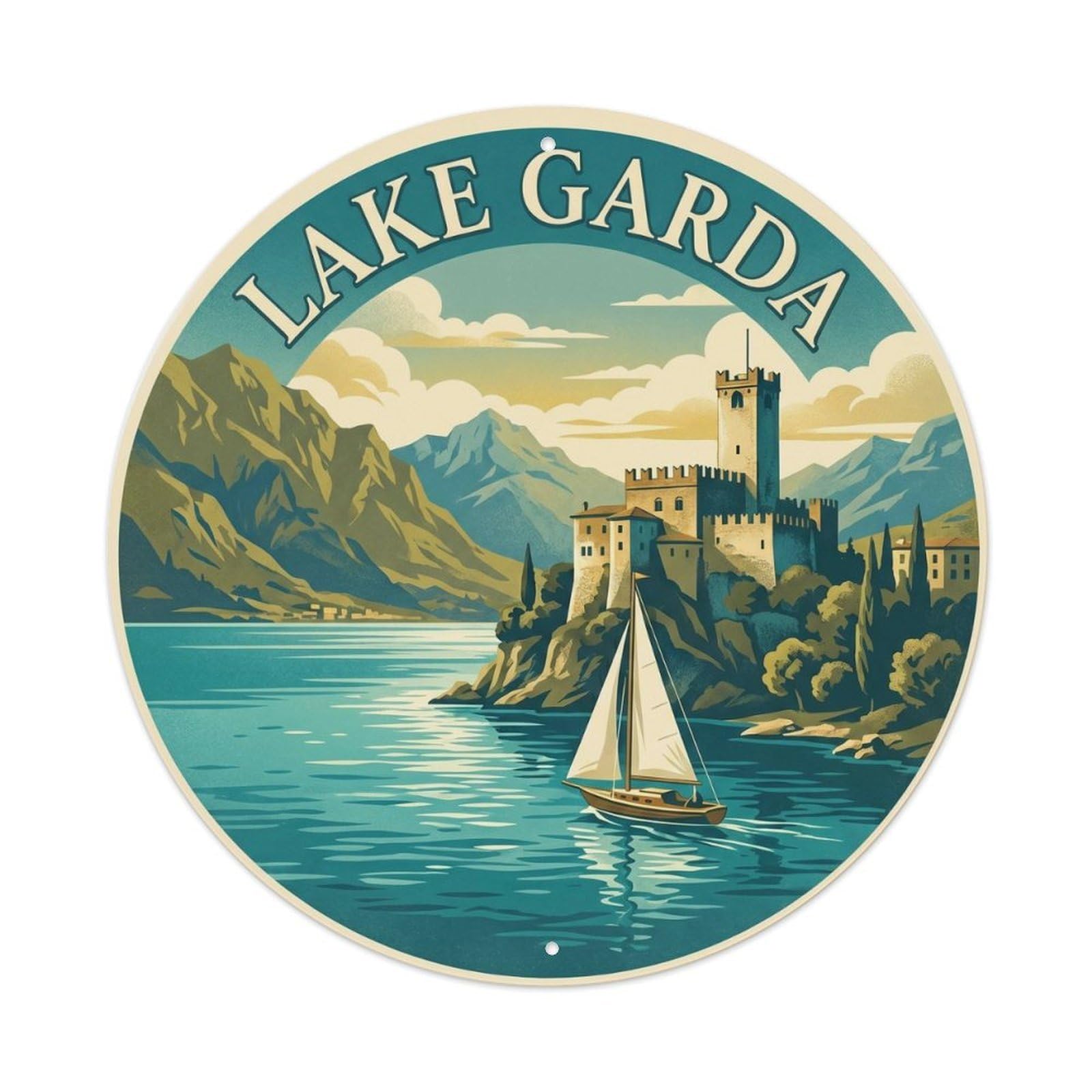Lake Garda Italy Landmark Heritage City Travel Classic Metal Tin Sign