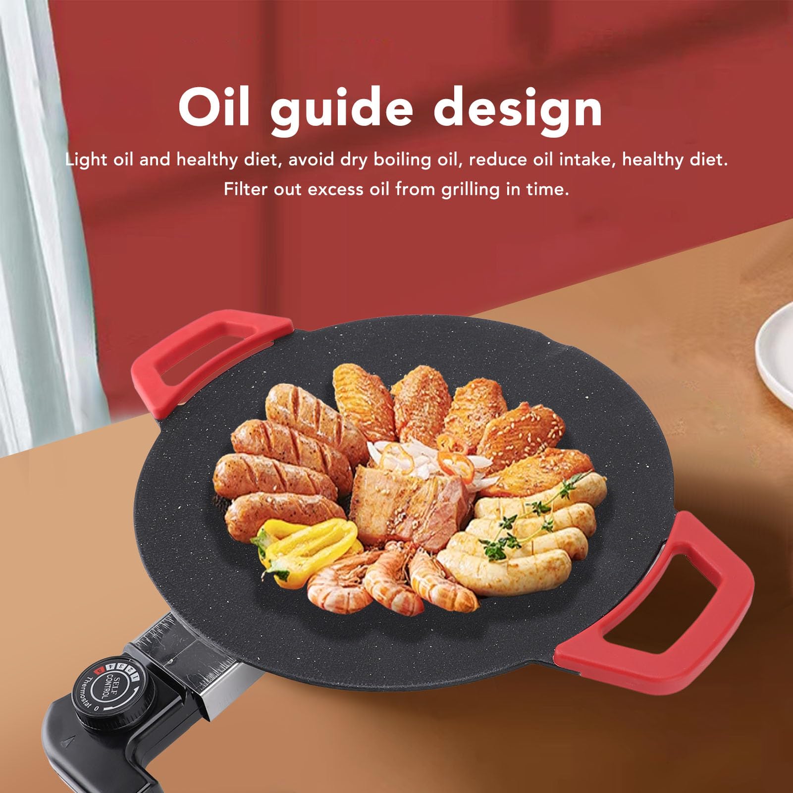 11,8 Zoll Elektrische Grillplatte, Antihaftbeschichtetes, Rauchfreies Elektrisches BBQ-Grill-Backblech mit Einstellbarer Temperaturregelung, Crêpes-Maker für Injera, Lefse,