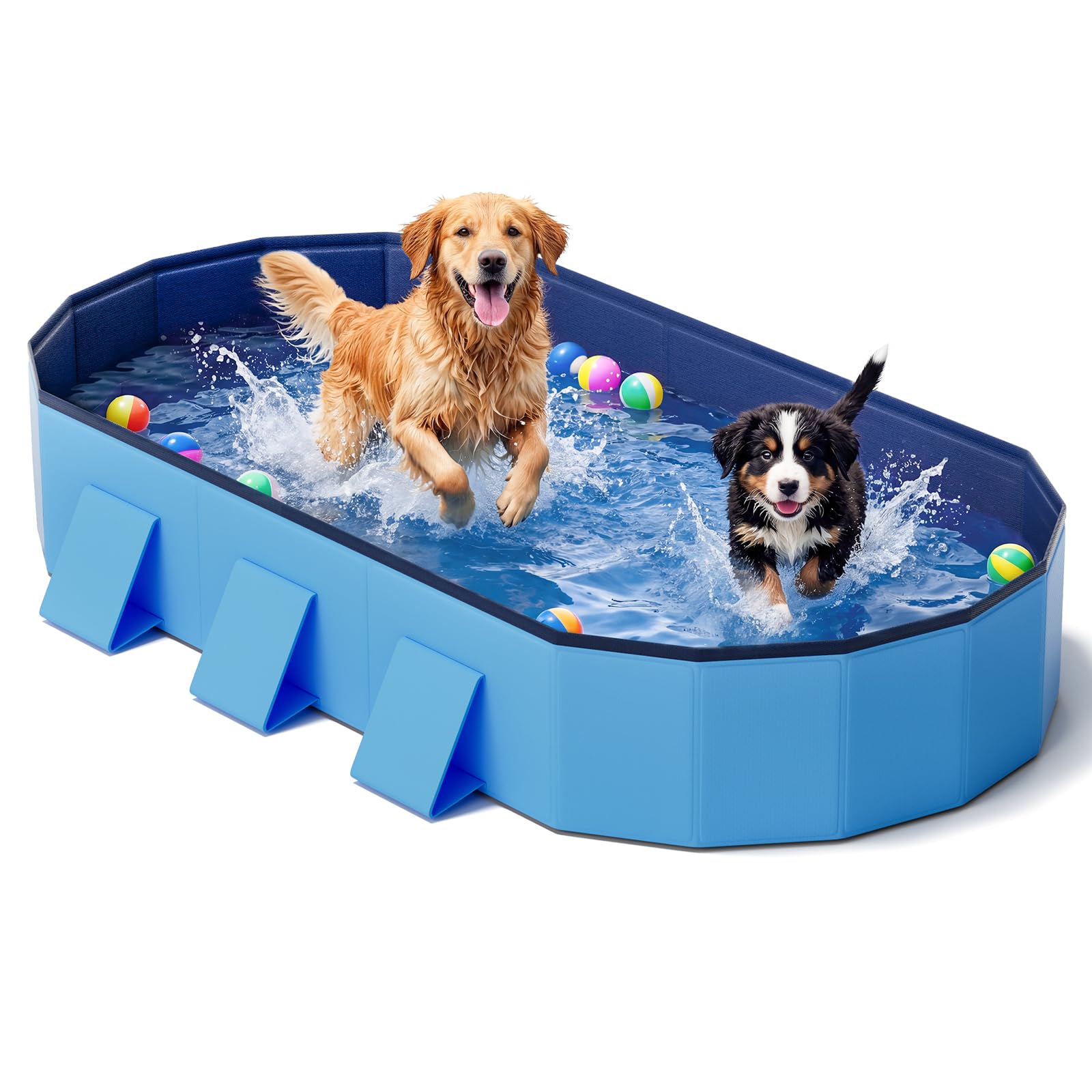 Piscina per cani,180cm piscina per cani grandi | Piscina pieghevole per cani con fondo antiscivolo e rinforzato, adatta per interni, esterni e giardini, blu